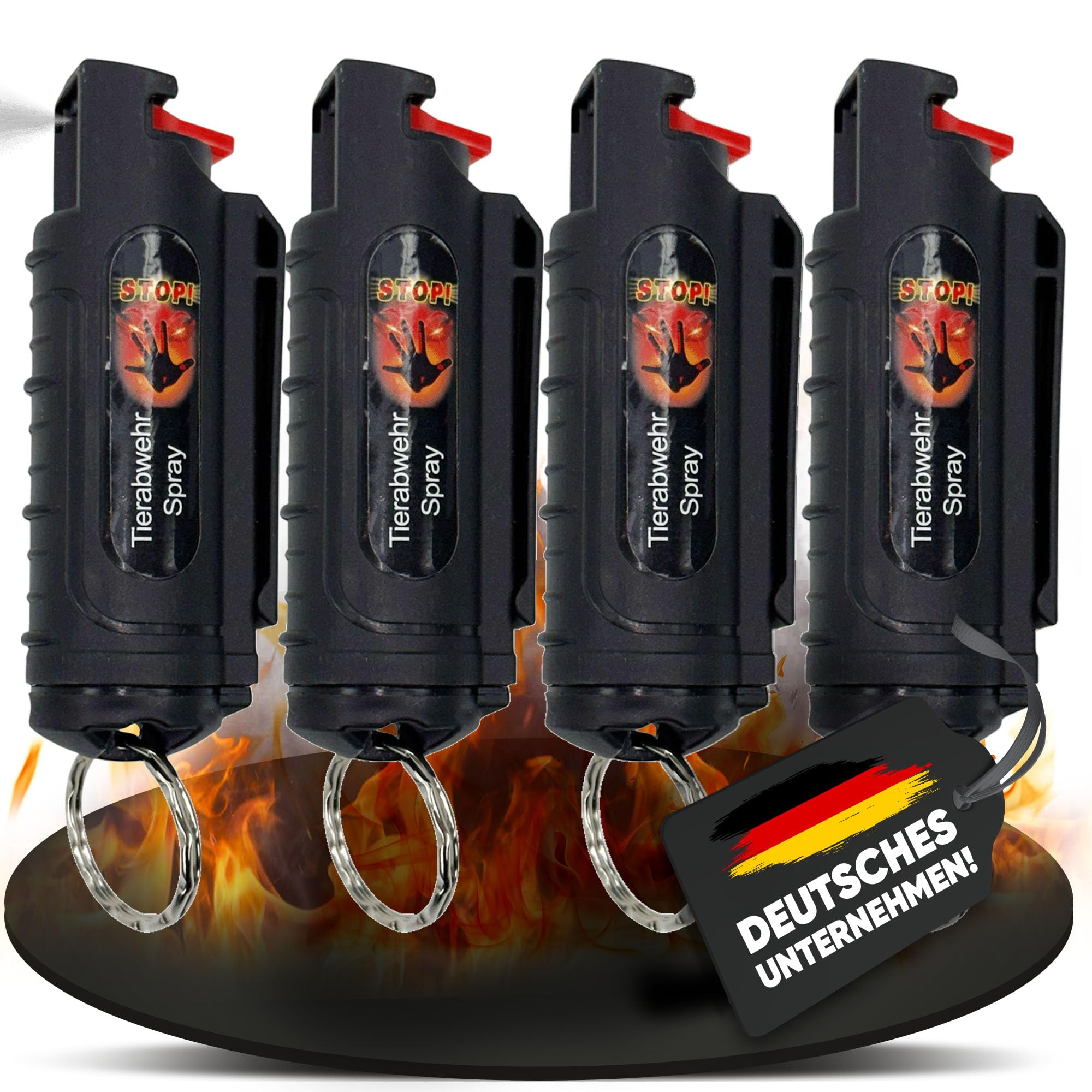 4 x Wilhelm Pfefferspray 16 ml Schlüsselanhänger schwarz Tierabwehr Selbstverteidigung CS Gas KO Spray hochdosiert (ca. 2 Mio. Scoville) effektives Verteidigungsspray