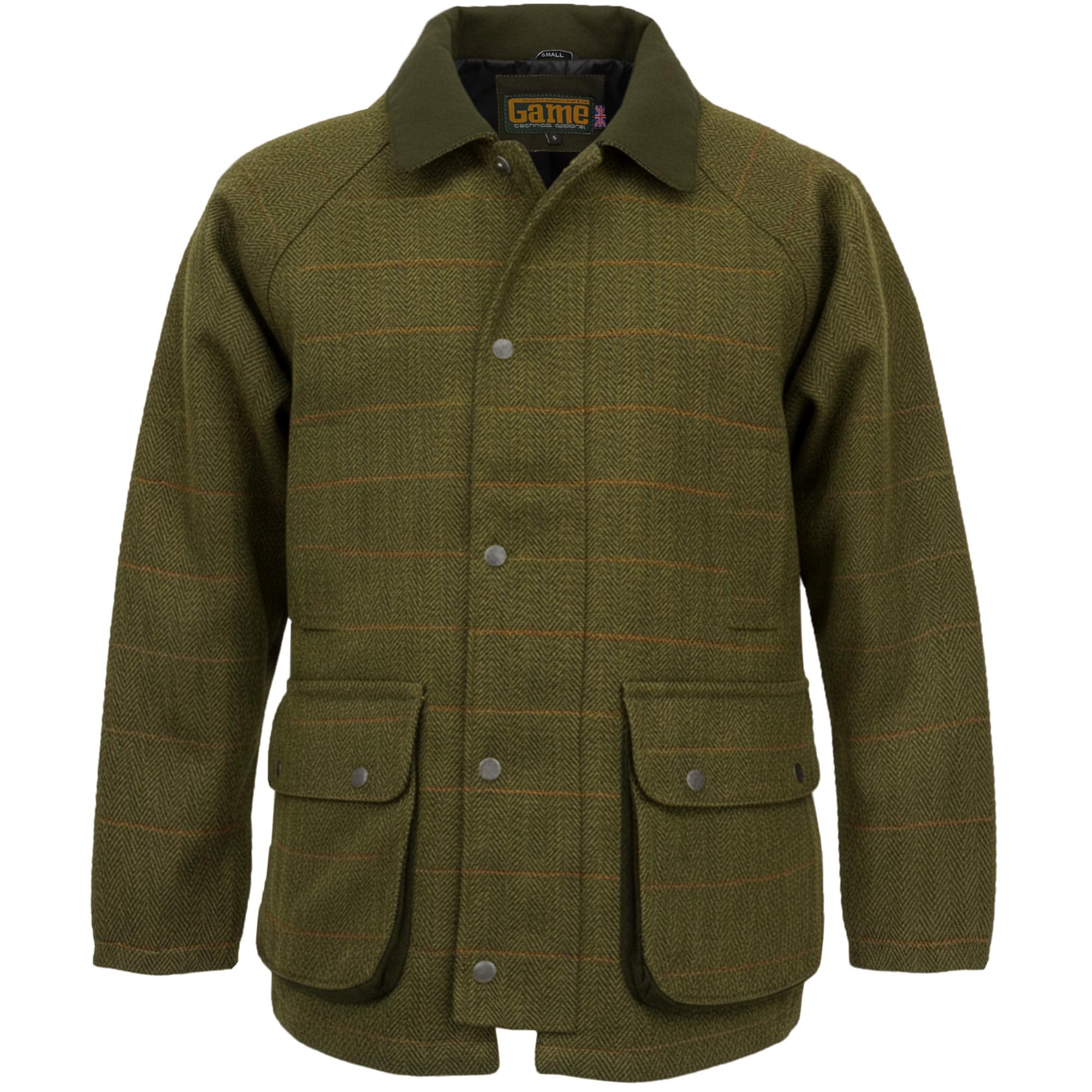 Game Technical Apparel Men’s Ascot Dark Sage Derby Tweed Jacket – Waterproof Windproof Country Shooting Coat with Quilted Lining