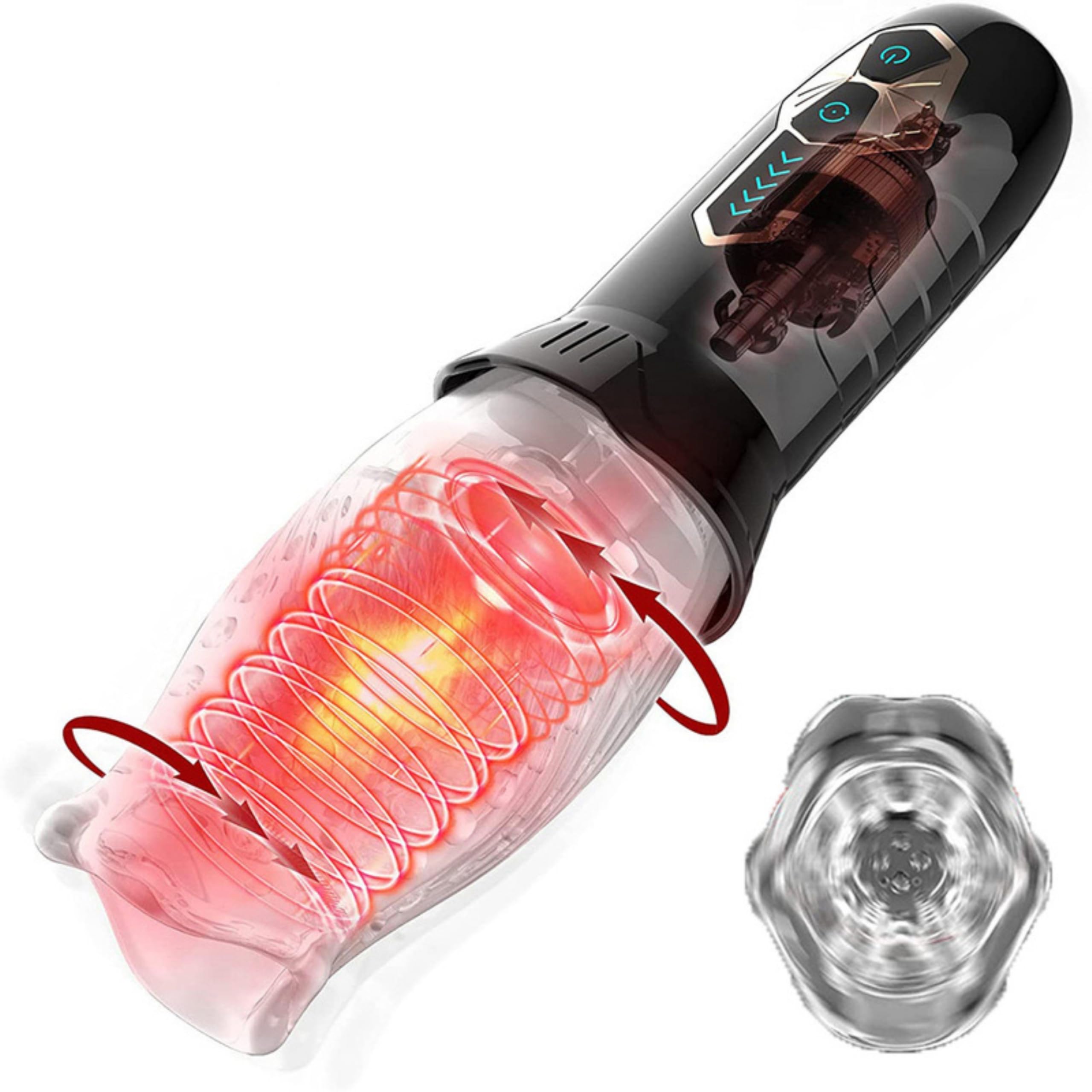 Masturbateur pour hommes, jouet sexuel solo avec rotation et vibration – 22 cm, profondeur d'insertion 8 cm, diamètre d'entrée 5 cm pour une stimulation intense, ensemble de vibrateurs MC42