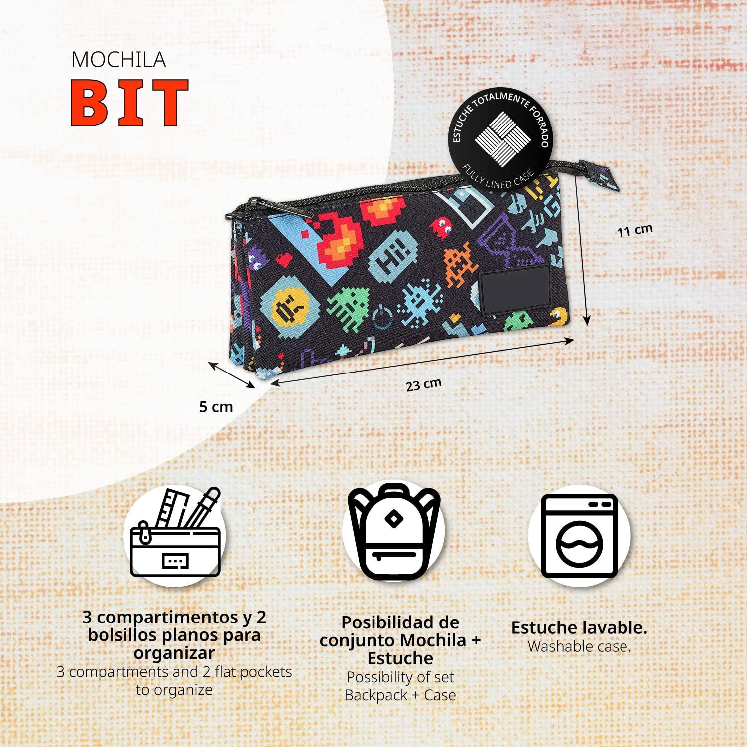 OFITURIA School Pencil Case with 3 Pockets for Organising and Classifying All School Supplies - Image 3