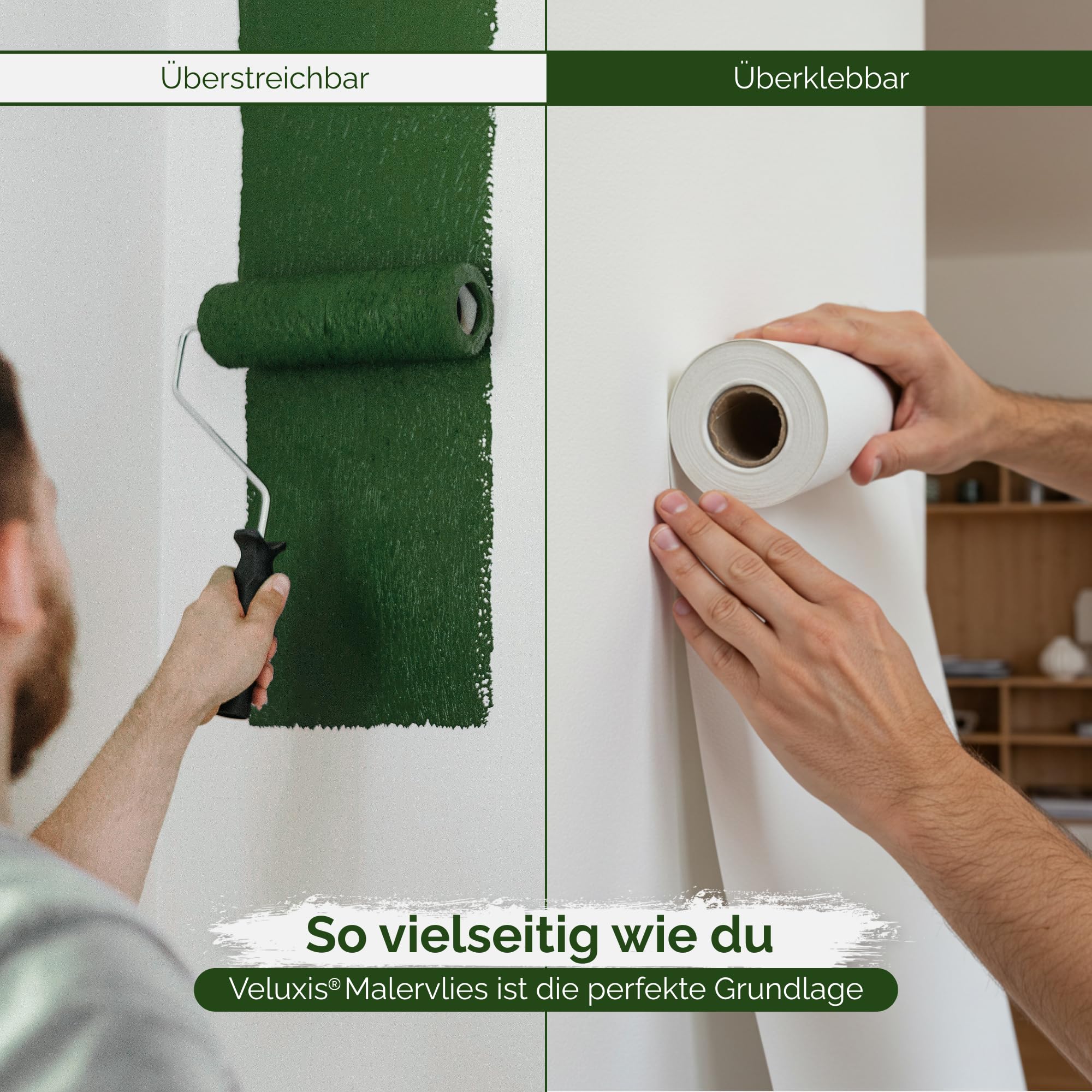 Glattvlies Vliestapete weiß – Renoviervlies Untertapete, 25,00 m x 0,75 m, 130g/m², überstreichbar, rissüberbrückend, formstabil