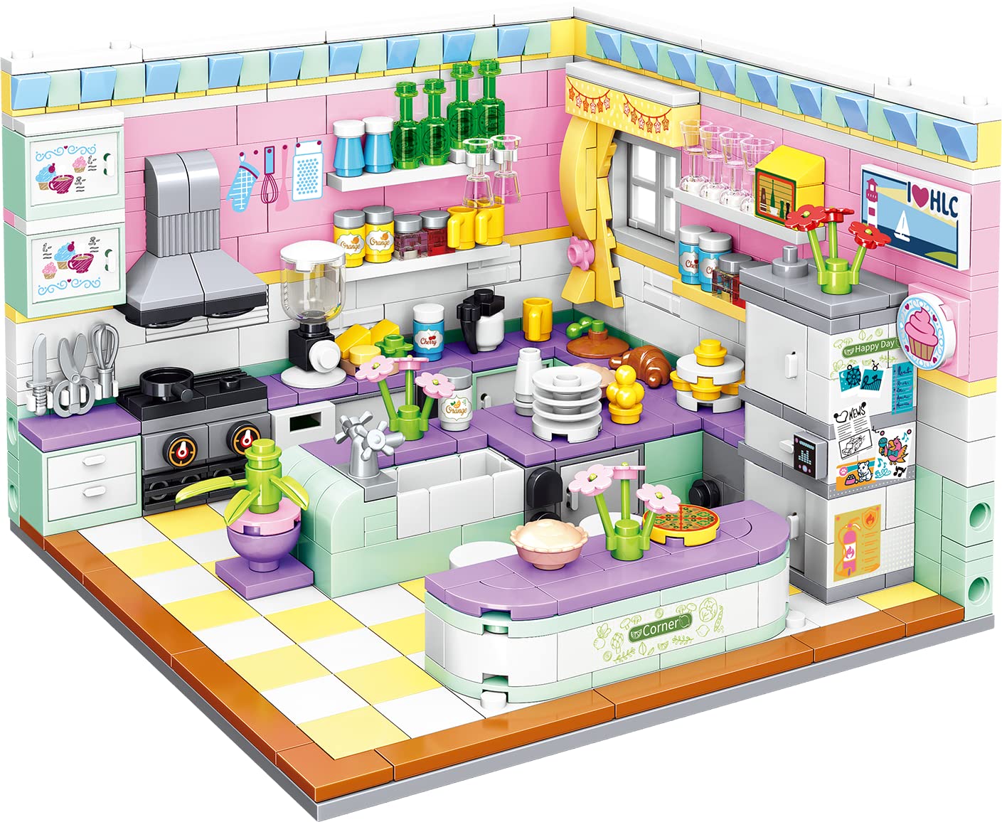 mini so MiniCity House Building Blocks (Kitchen, 595 Pcs) - Construct Your Culinary Haven!