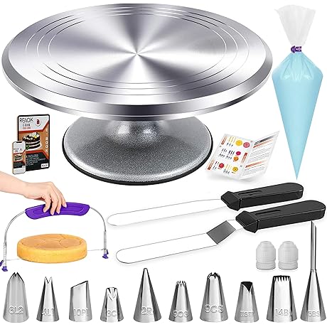 RFAQK 50-Piece Professional Spinning Cake Stand Set