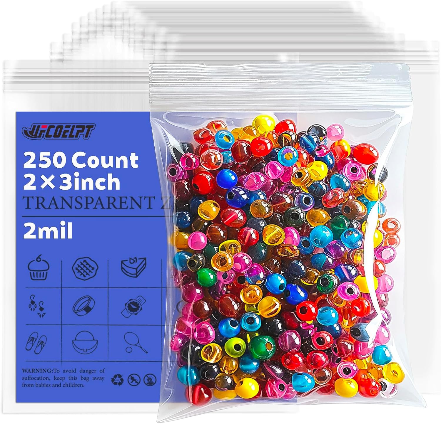 2x3 Inch Small Jewelry Bags, 250-Pack Clear Resealable Plastic Pouches for Earrings, Rings, Pills & Craft Storage, Mini Zip Lock Gift Packaging Bags 2×3inch 250Pcs