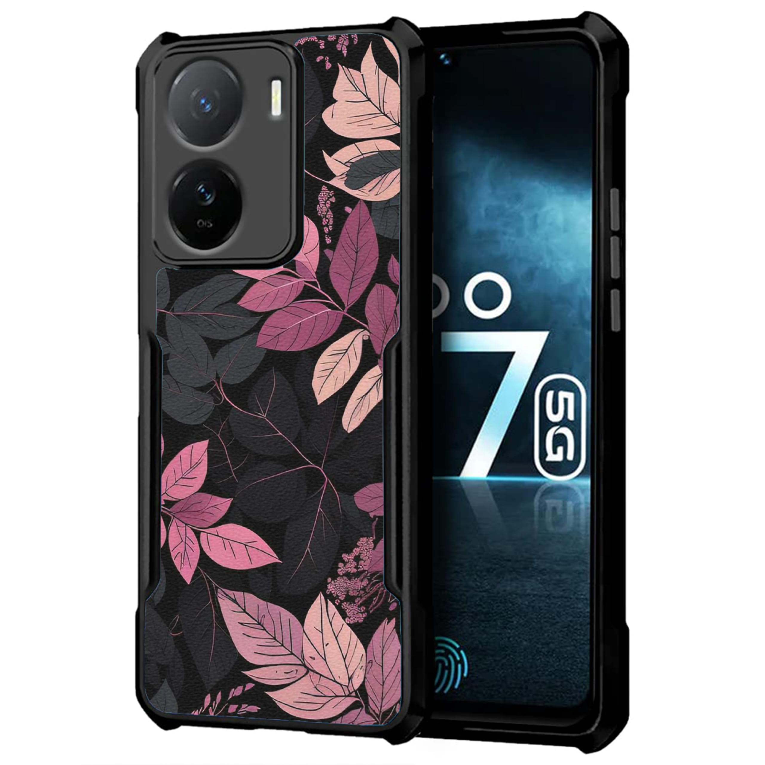 COBERTA Slim Shockproof 360 Degree Protection Design Back Cover Case for IQOO Z7s 5G | (Pink Grey Leaf Black Background) (B0CM91ZSZD) Amazon Price History, Amazon Price Tracker