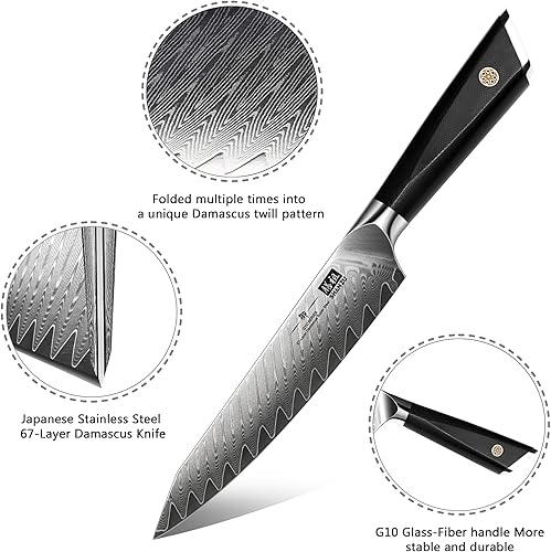 Miniatura 2 de SHAN ZU Cuchillo de chef de Damasco de 6 pulgadas, cuchillo de cocina de acero japonés de 6 pulgadas, cuchillos de cocina profesionales multiusos,