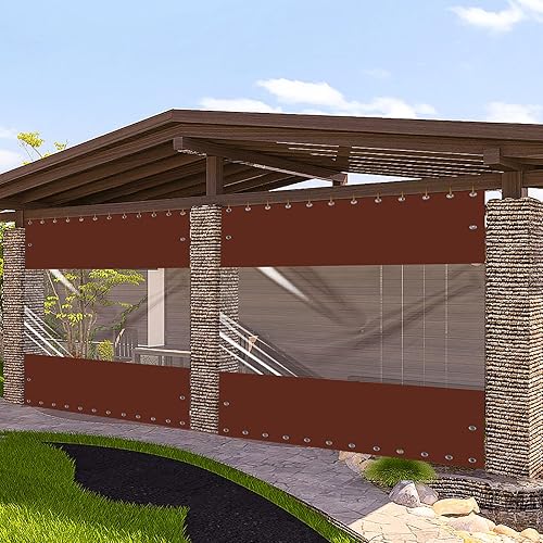 Miniatura 2 de Ezcasch Cortina de vinilo para exteriores de 20 onzas cortina de panel transparente para exteriores resistente a la intemperie para pérgola porche