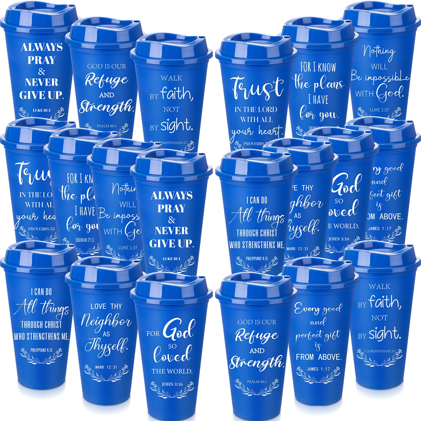 Skylety 20 Pack Christian Gifts Bulk 16oz Bible Verse Tumbler with Lids
