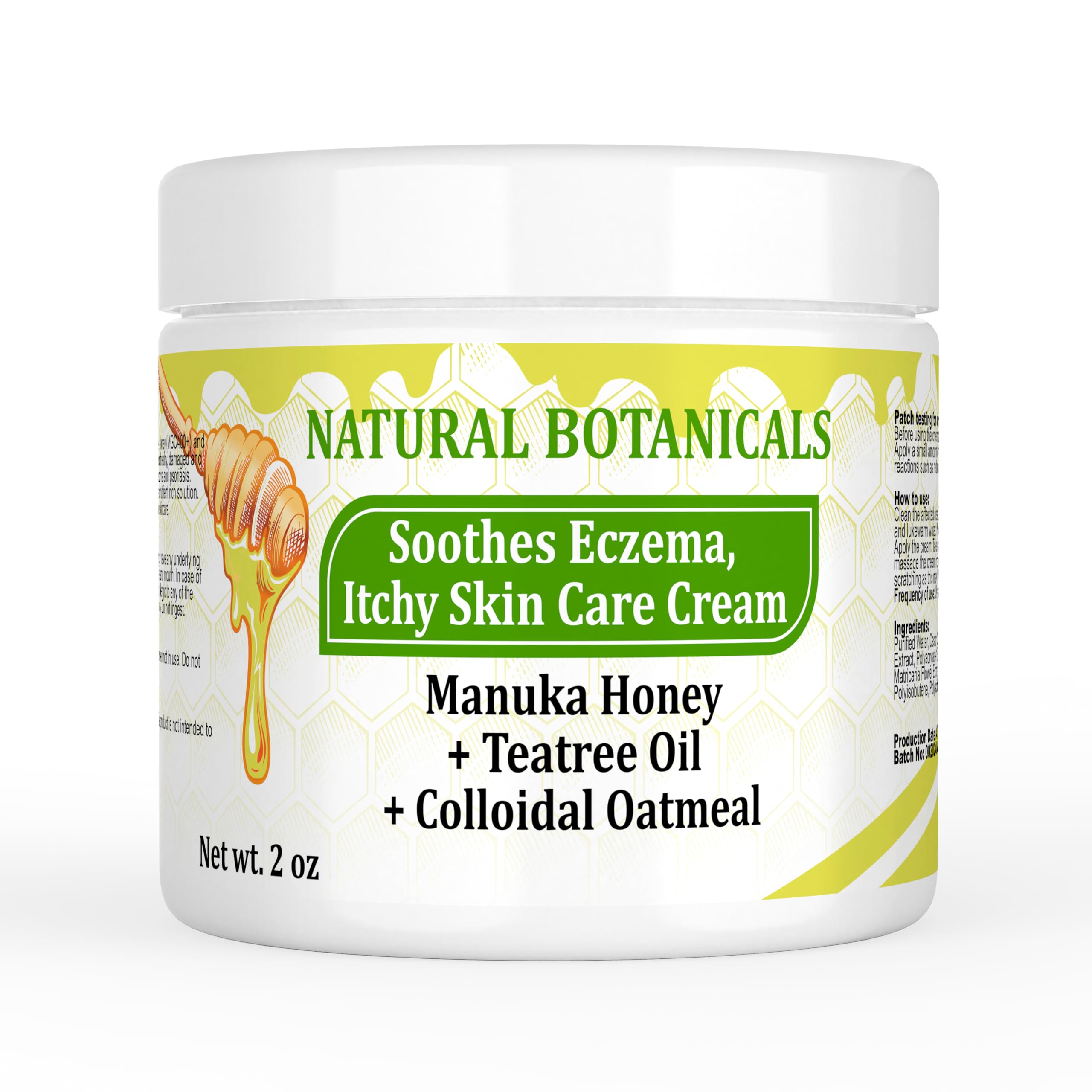 Manuka Honey Eczema, Tea Tree Oil Smoothing Heat Rash Cream, For Jock Itch, Foot Hand Mouth Skin, Itchy Feet, Psoriasis, Eczema, Bee Stings, Bites, Cysts Treatment, Leg, Irritable Skin For All Ages