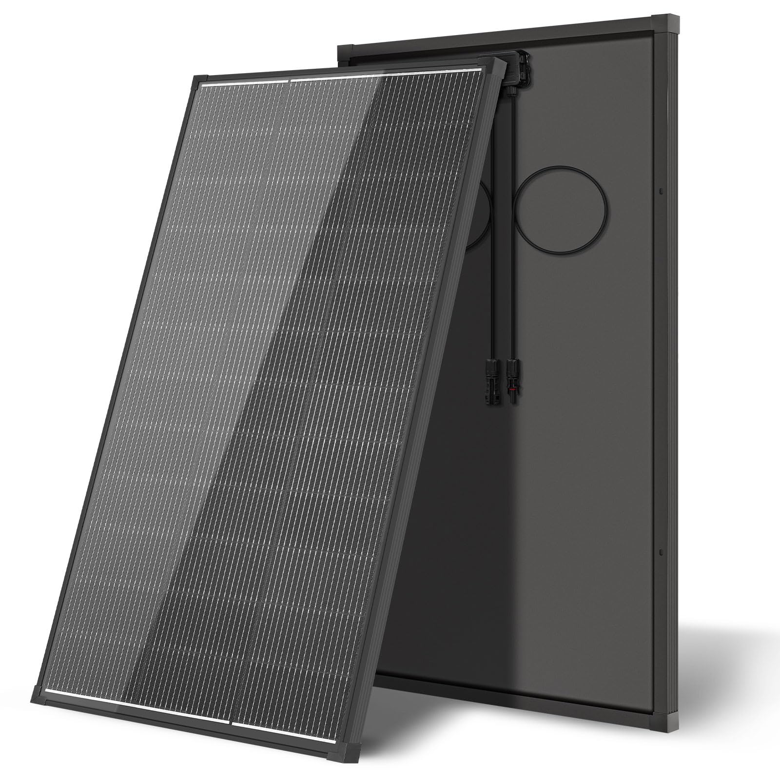 Panneau solaire 200W Full Black 12V, 18BB A+ cellules monocristallines de type N, 25% haute efficacité, IP68 étanche pour toit, camping-car, ferme, remorque, marine, maison hors réseau(134x67cm)