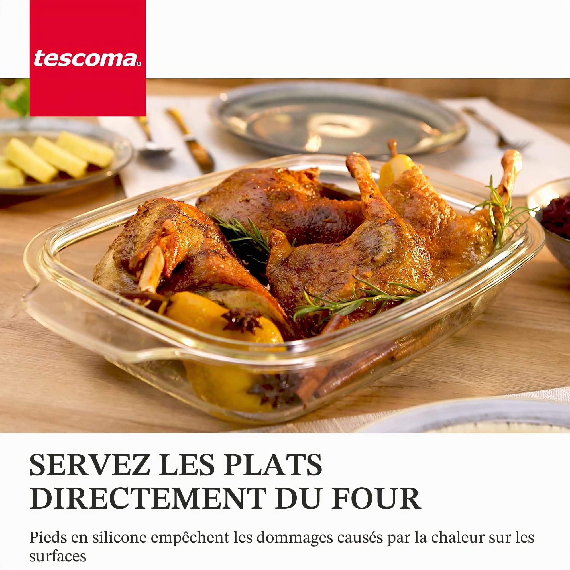 Tescoma GrandChef Plat rectangulaire avec couvercle, verre, 40 x 26 cm