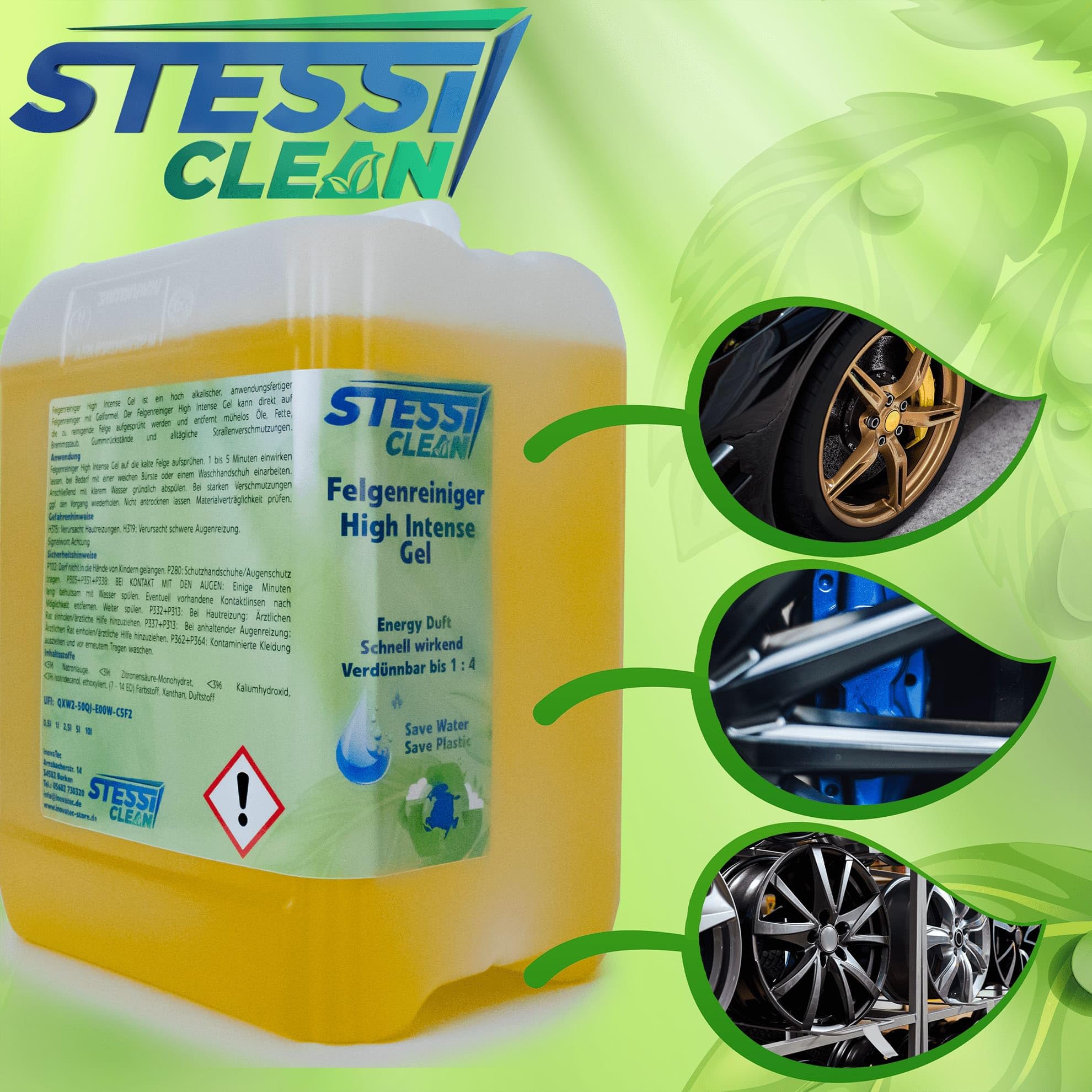 Felgenreiniger Power Gel | 25 Liter | Hochwertige Autopflege | Felgenreinigung | Felgen Spray | Bremsstaubentfernung | Auto Felgenreiniger | Reinigung Gel für Felgen