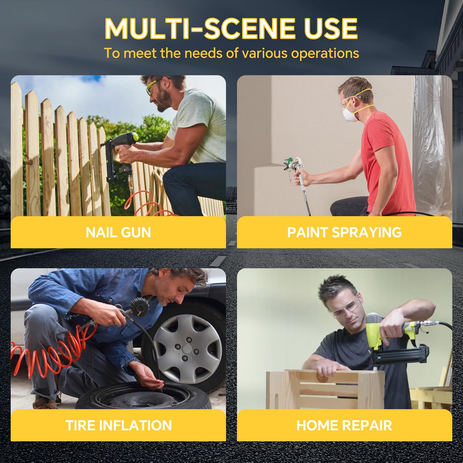 Compresor de aire inalámbrico compatible con batería Dewalt de 20 V, capacidad de 0.26 galones, sin aceite, compresor de aire portátil ultra silencioso, compresor de aire eléctrico de nivel de ruido