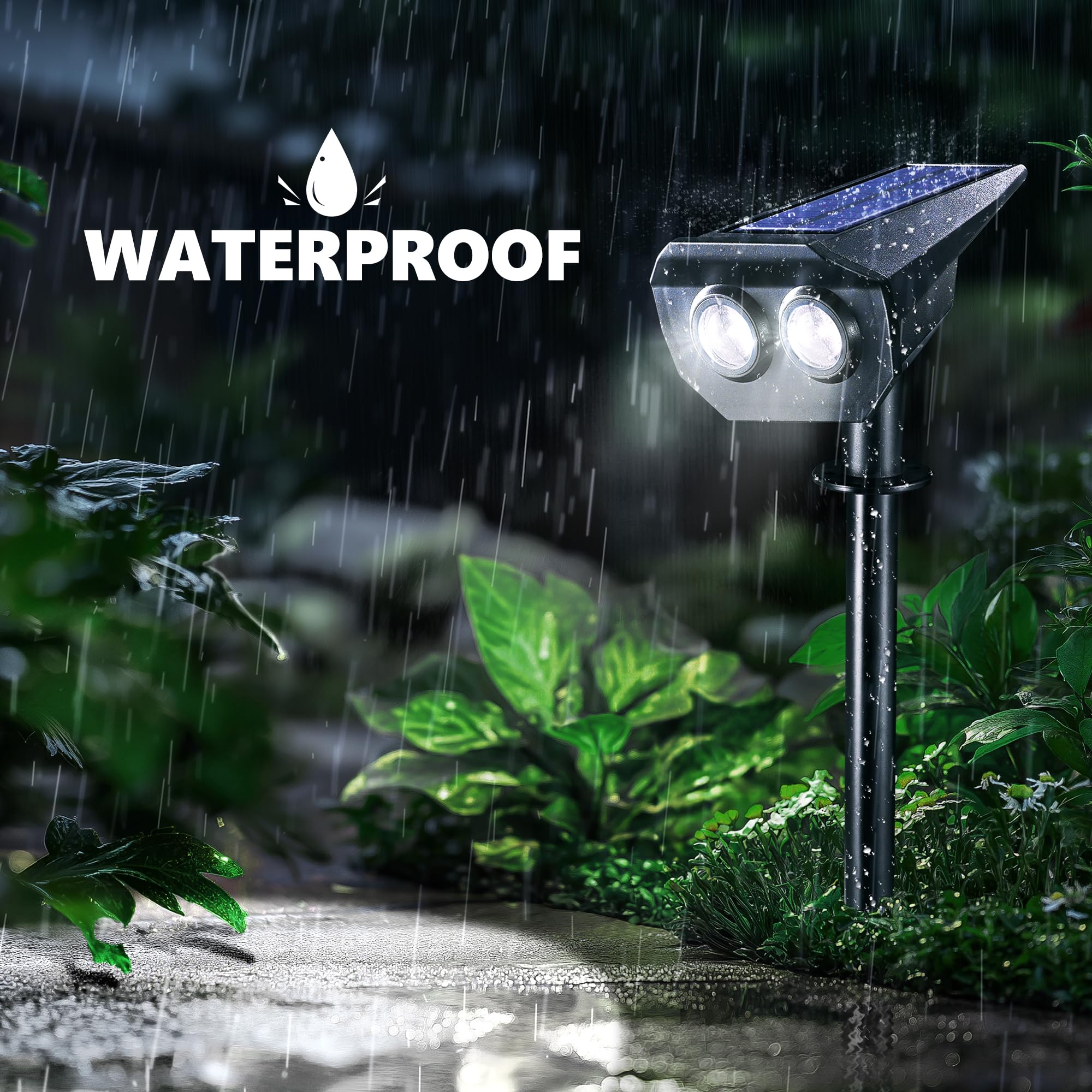 Joomer 4 Packs Lampe Solaire Extérieur Jardin Carré - Borne Lumière LED Étanche Blanc Chaud Avec Interrupteur