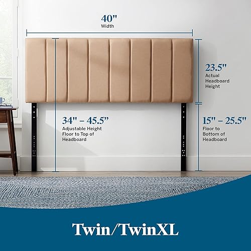 Miniatura 100 de LUCID - Cabecera tapizada de altura media, capitoné de diamantes, acolchado poliéster, altura ajustable 34 a 46 in, fácil montaje compatible