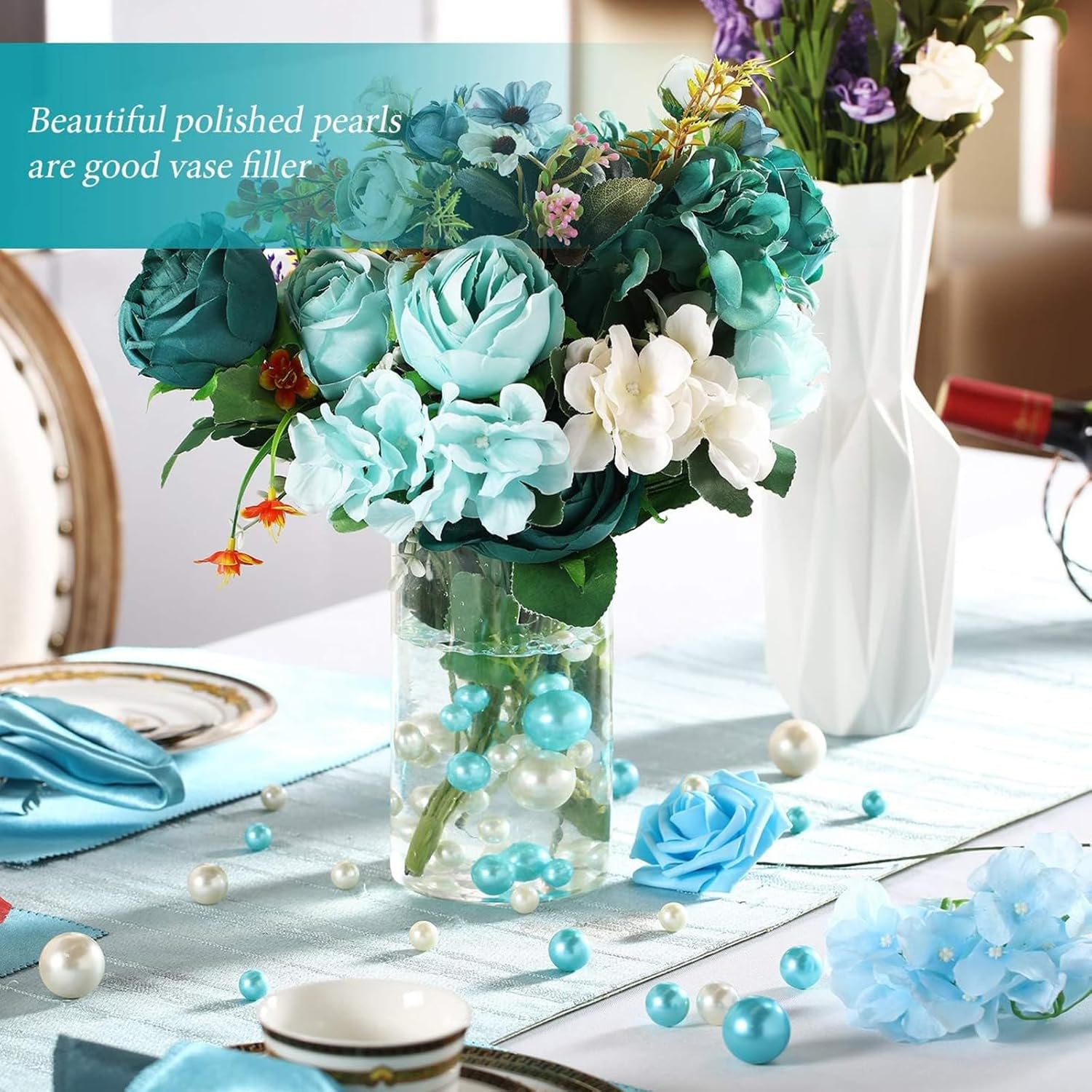 120 Pieces Floating NO Hole Pearls for Vases Centerpieces,Pearl Beads White Floating Beads for Vases Floating Candles Home Weddings Party Table Centerpieces Table Decor 20mm/14mm/10mm - Image 6