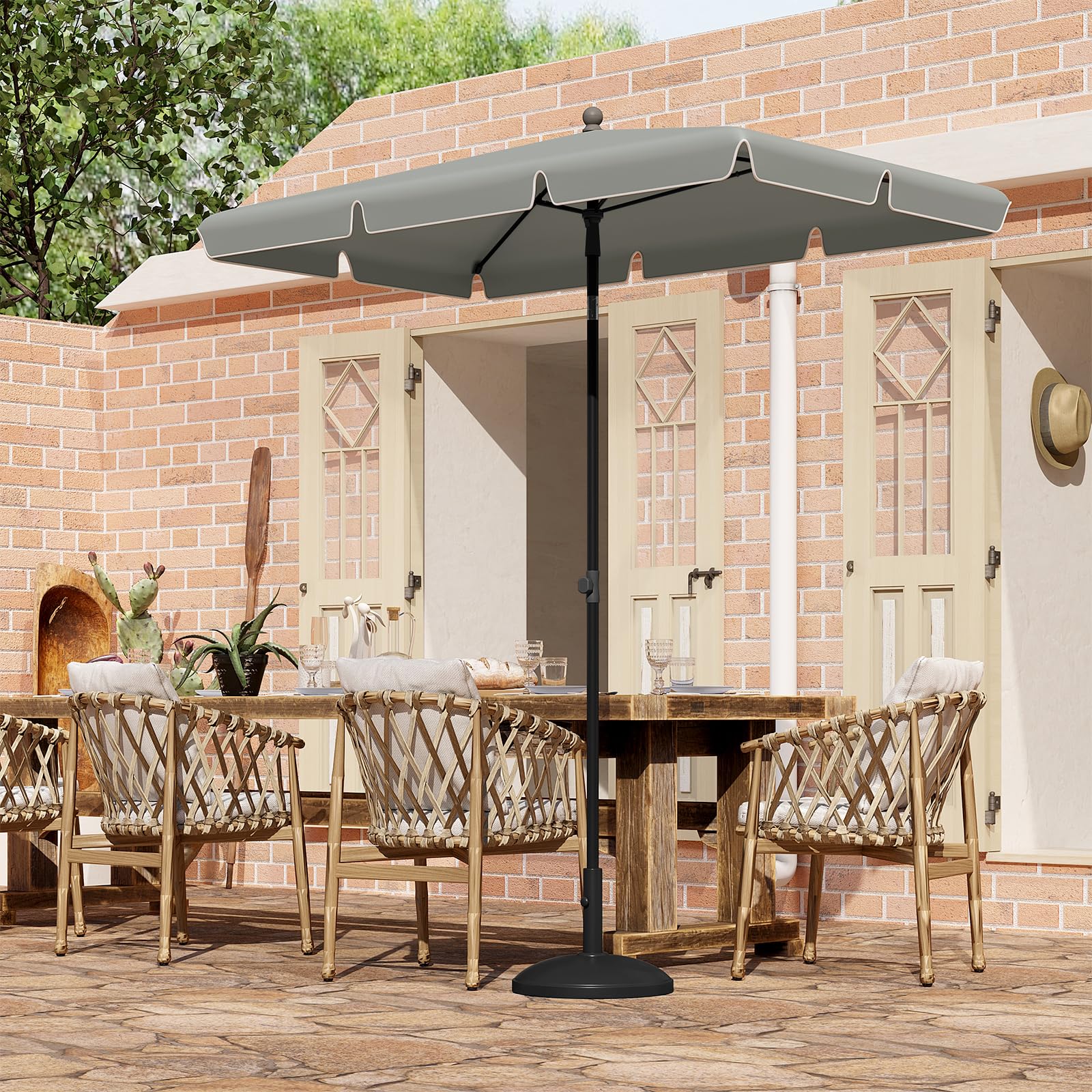 WOLTU Sombrilla Jardín, Parasol Terraza Inclinable, Sombrillas Terraza 2x1,2 m, Sombrilla Playa Jardin Piscina Balcon, Parasol Grande para Exterior, Tela 160 g/m², Proteccion Contra UV, Gris oscuro