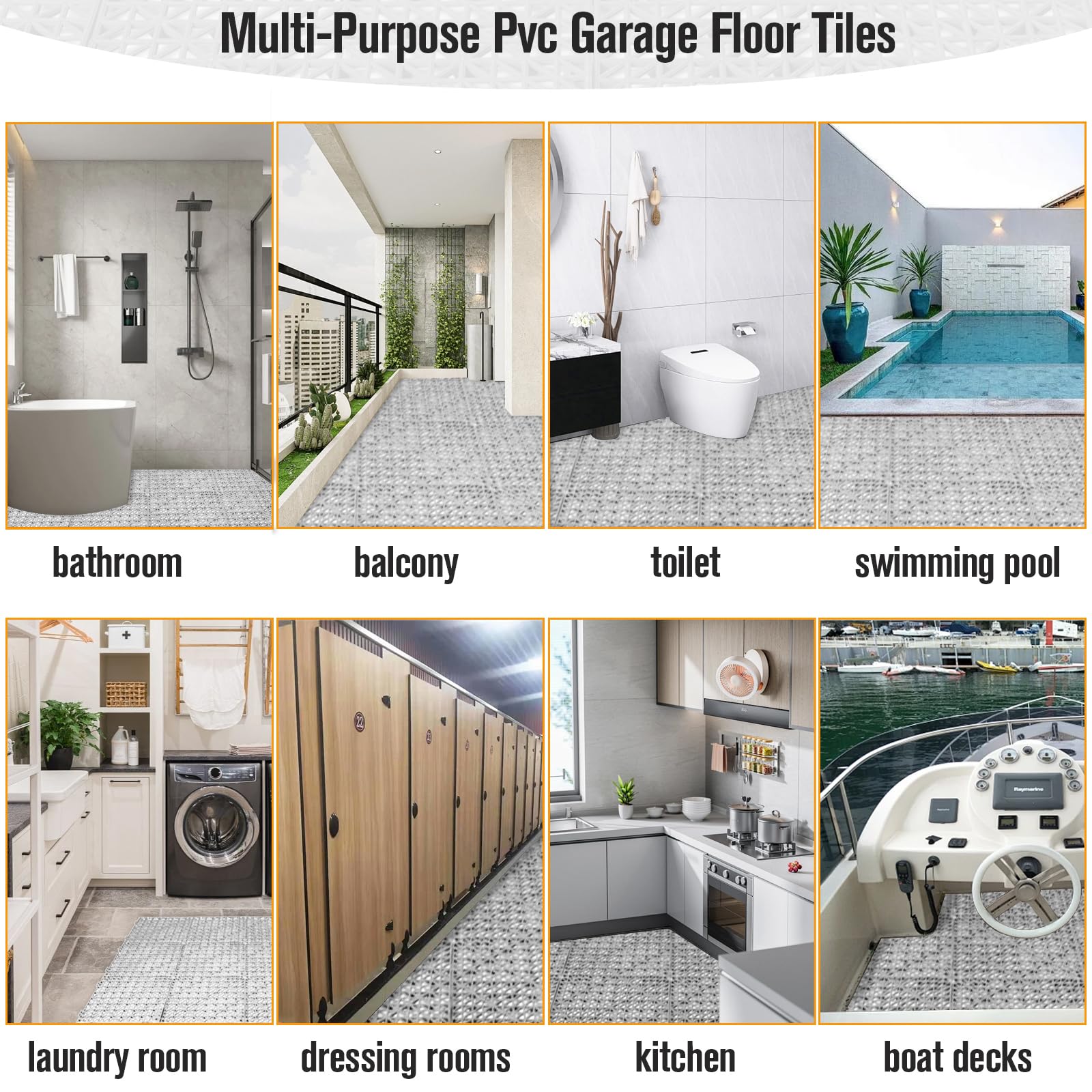 12 Pcs Drainage Mat Modular Interlocking Cushion 11.8" x 11.8" Garage Floor Tiles Non-Slip Splicing Rubber Floor Tiles for Drain, Deck, Pool, Outdoor/Indoor (Grey) — Amazon image 7