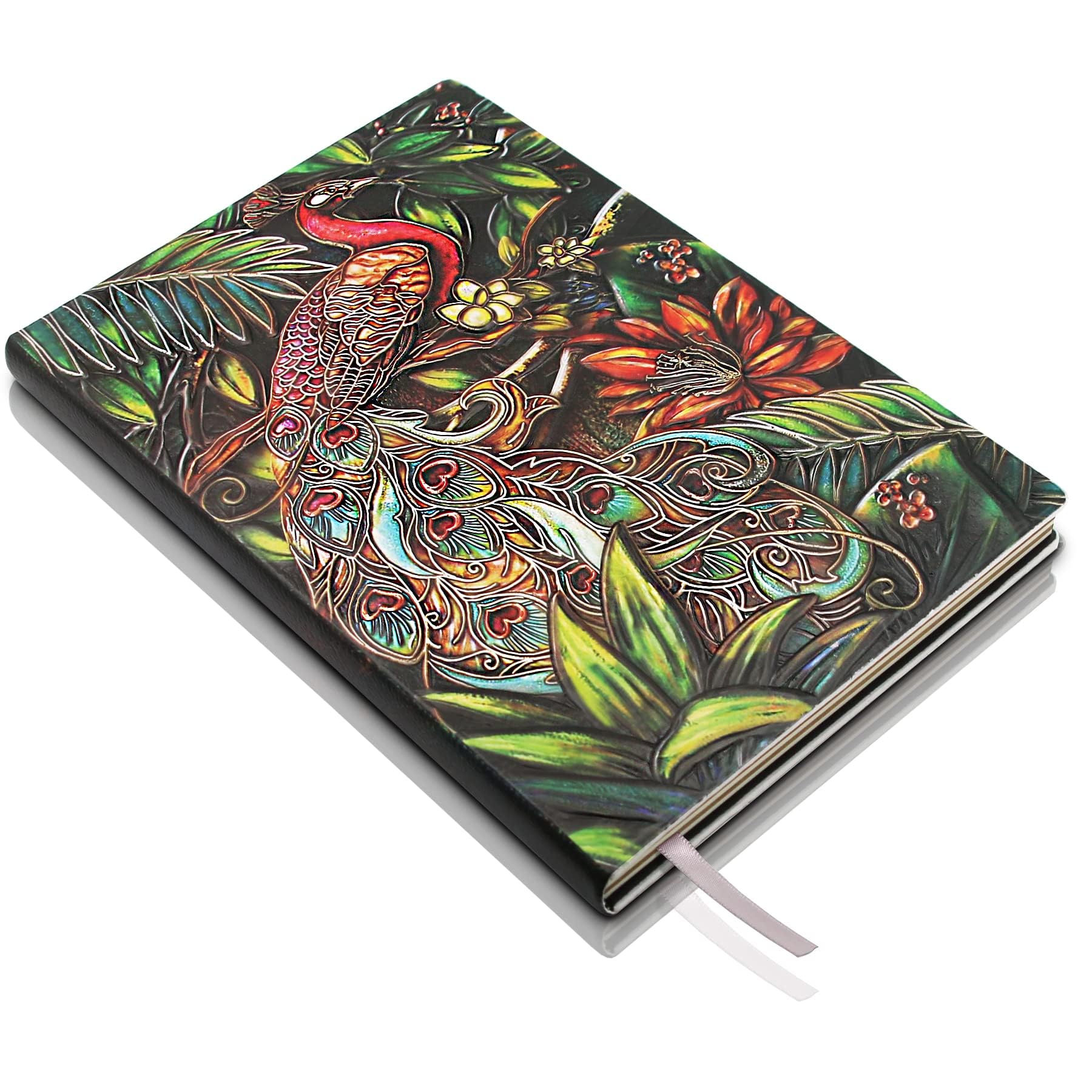 BOENJOY Gifts- Peacock 3D Embossed Hardcover Diary, Vintage Notebook, A5 Personal Organiser Journal Travel Diary with Lined Paper Birthday Gift for Women & Men & Nerdy (Colorfull)