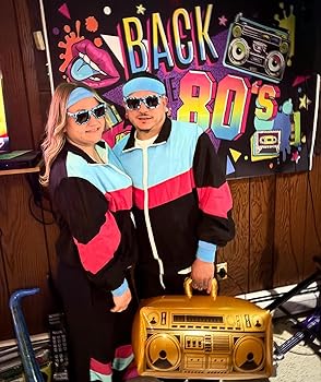 UOUA 80s Outfit for Men 90s Tracksuit Costume for Halloween 70s