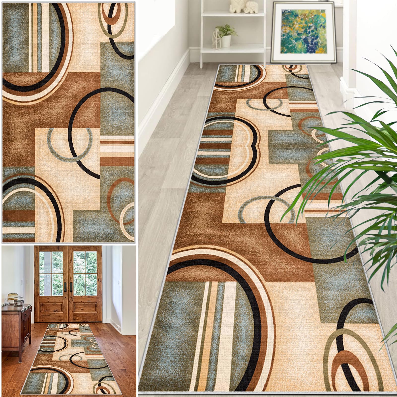 Extra Long Runner Rugs for Hallway Non Slip Carpet Absorbent Runner Rug 60 x 400 cm Carpet Runners for Kitchen Hallway Runner Kitchen Rug Entrance Large Machine Washable Door Mat Stair Runner Rug
