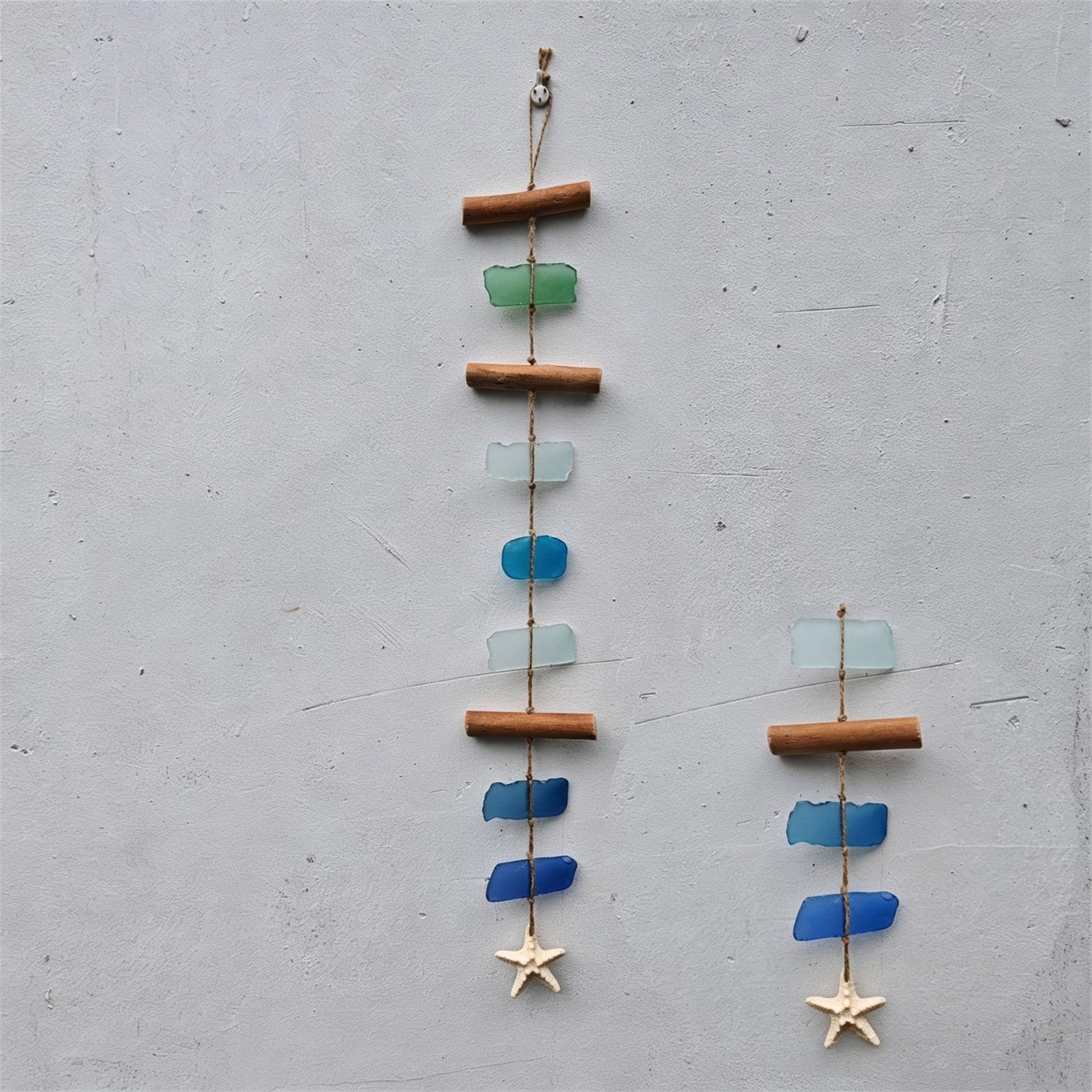 Conchiglie artistiche in vetro di mare e bastone di legno scacciapensieri costieri decorazione da parete per veranda patio decorazione scacciapensieri a tema spiaggia