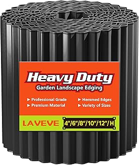 Corrugated Metal Garden Edging 8" x 20Ft, Landscape Edging Border for Lawn, Flower Bed, Garden Fence, Paver Edging (Black)