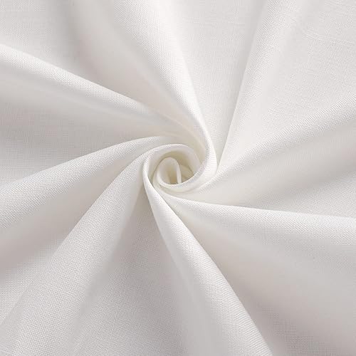 Miniatura 7 de Cortinas de lino con cenefa para ventana de tratamiento de ventana, bolsillo para sala de estar, 2 paneles blancos de 35 x 35 pulgadas de alto