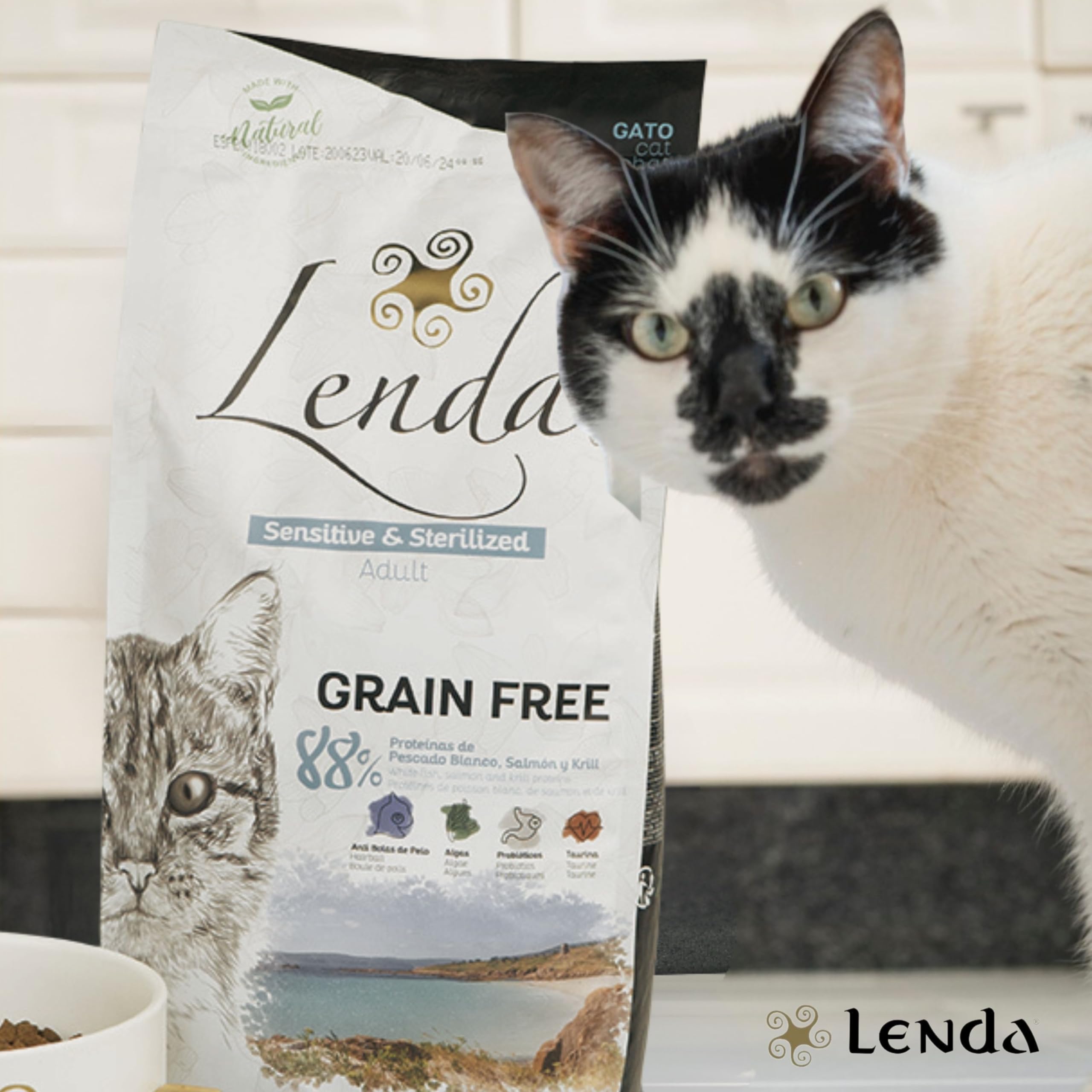 Lenda Gatto Sensitive & Sterilized 7 kg - Crocchette Ipoallergeniche Senza Cereali per Gatti Adulti Sterilizzati e in Sovrappeso - Croccantini Per Gatti Sensibili - Cibo Completo