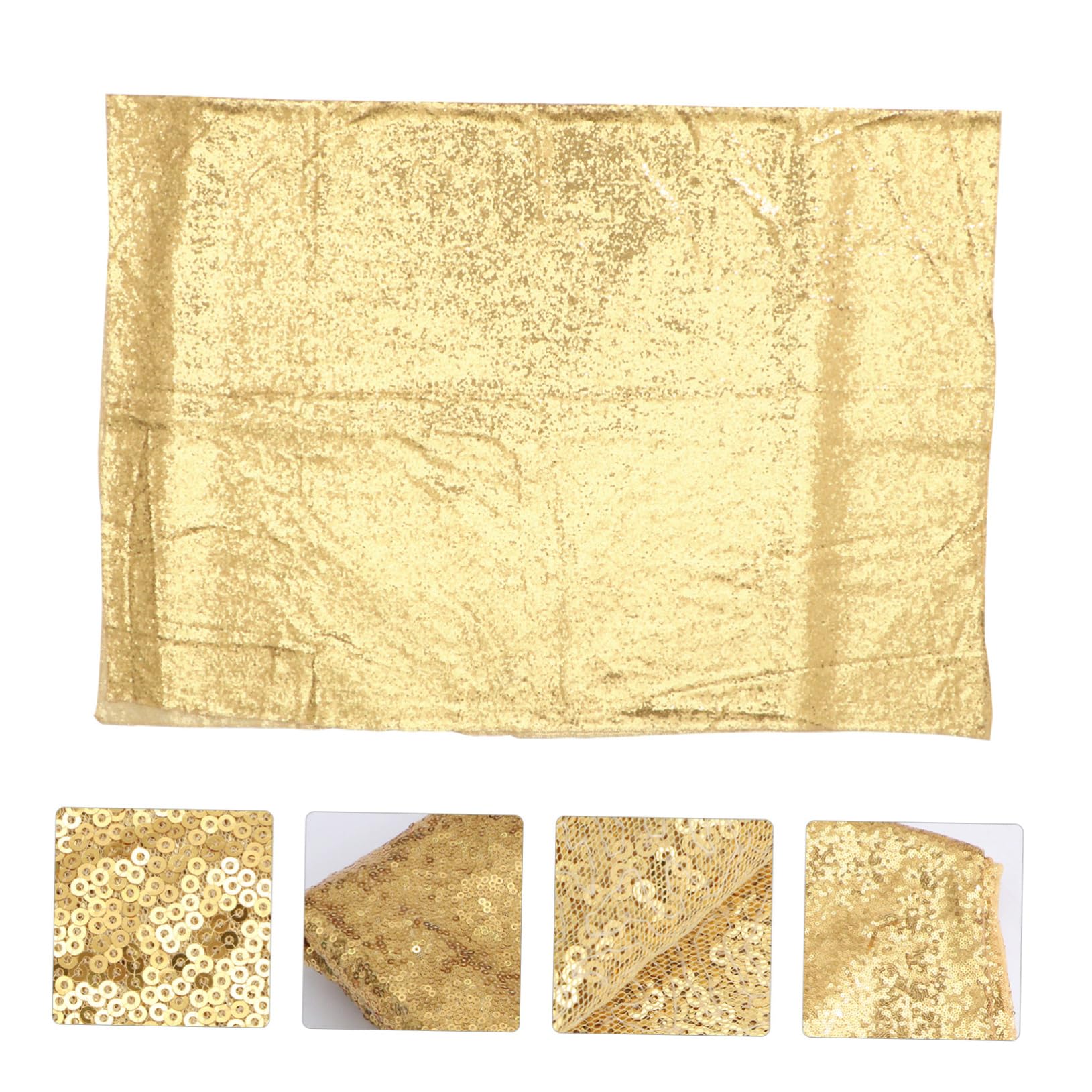 Fondale Fotografico a Paillettes Oro 1, 2x1, 8m per Feste | Tessuto Finitura Scintillante, per Matrimonio e Capodanno, Adatto a Scena Natalizia