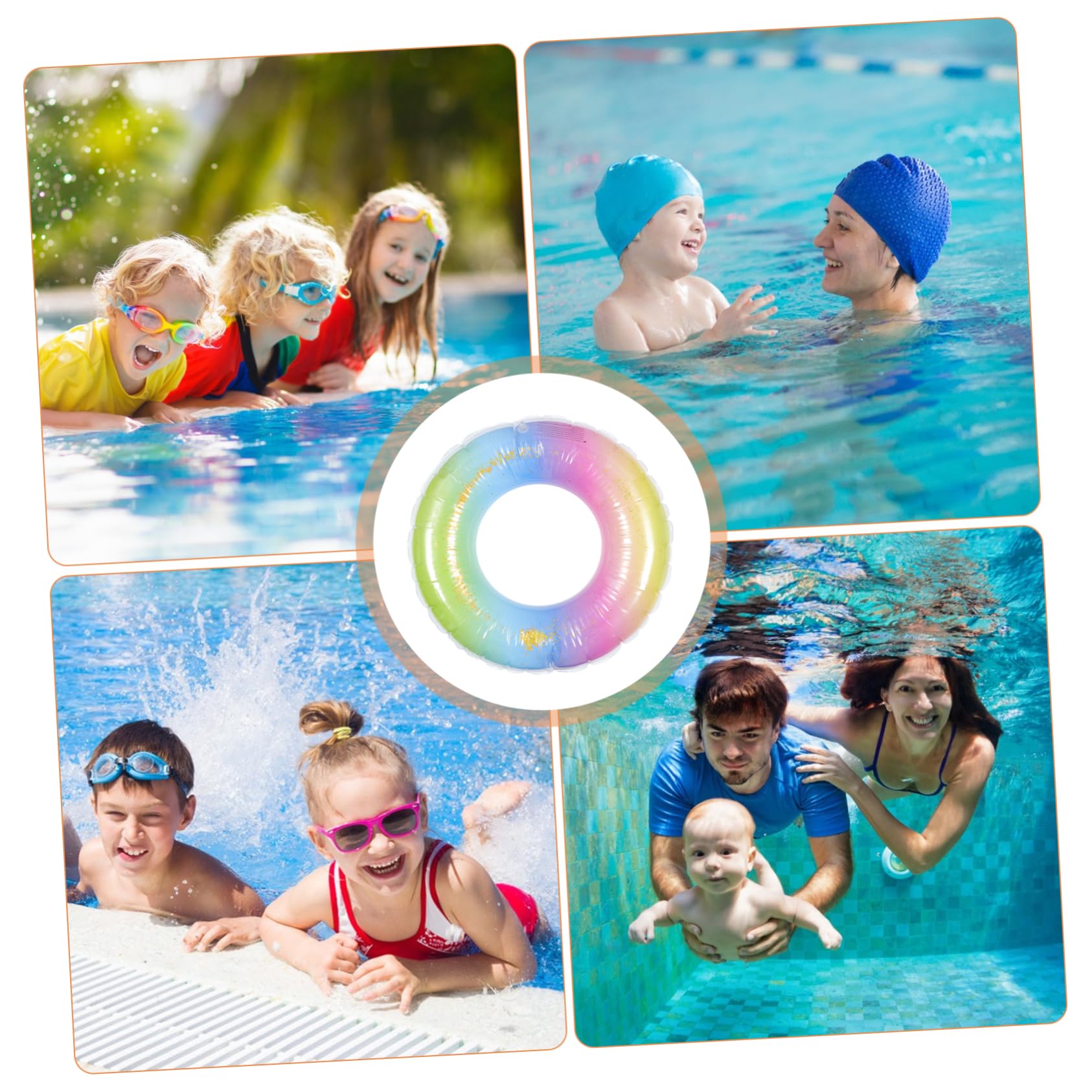 SUPVOX Inflatable Pool Float Pattern Sequin Swimming Ring Safety Tool for Pool Play