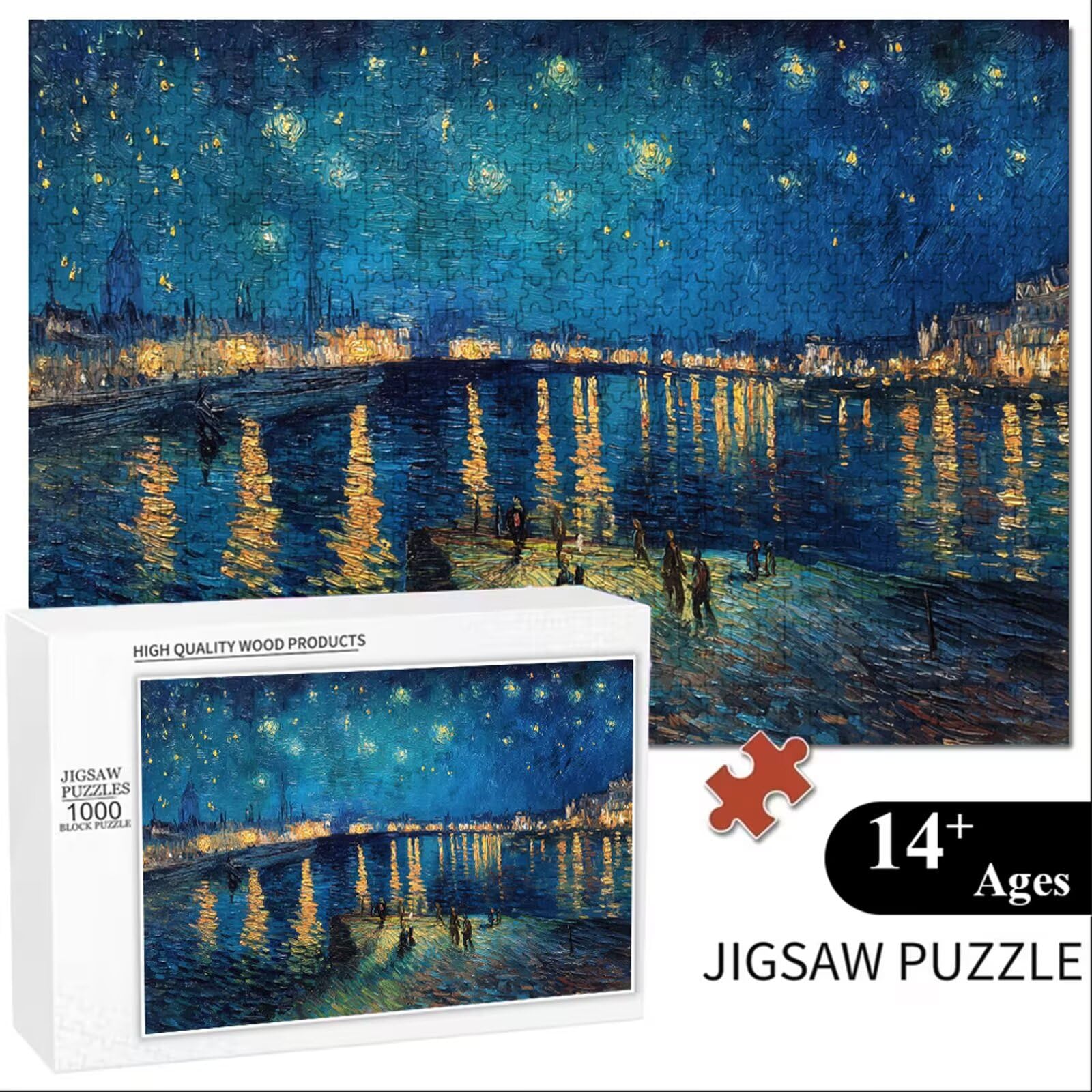 Puzzle 2000 elementów - Gwiaździste niebo i nocny widok - Trwałe drewniane puzzle z literami na plecach - 75 x 105 cm - Kreatywne hobby bez kurzu - Artykuł kolekcjonerski i ponad 14 lat P3#150