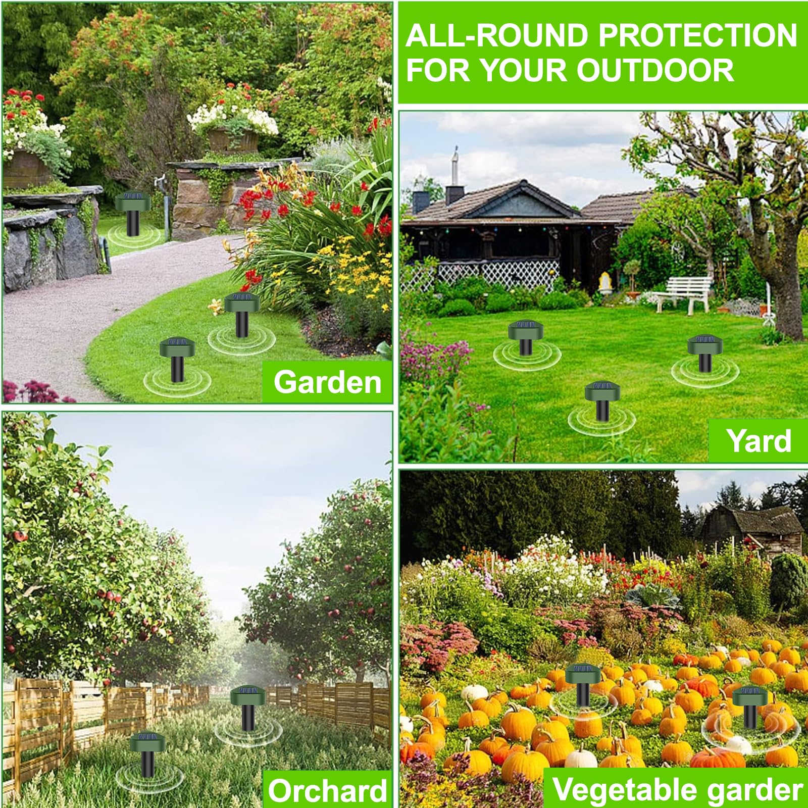 Solar Maulwurfschreck, 8 Pack Repellent Ultraschall Solarbetriebene Maulwurfschreck Stakes Wasserdicht Tiere Repeller Groundhog Snake Repeller Maulwurfschreck für Rasen Garten