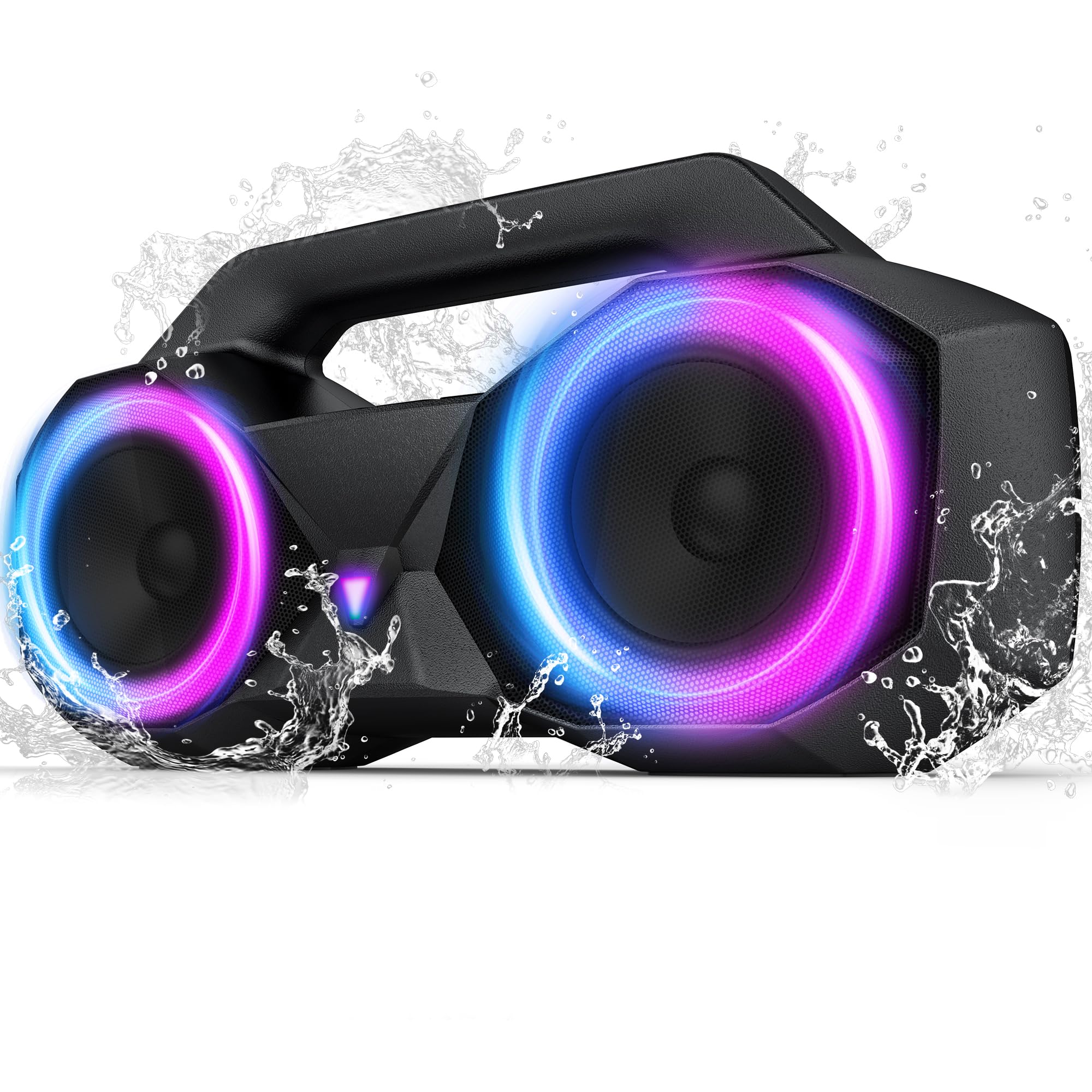 KMAG Portable Bluetooth Wireless Speaker - IPX7 Waterproof, 80W Premium Sound, 20H Playtime, Dynamic Light, Deep Bass, Dual Pairing, 5.3 BT for Outdoor, Home, Party, Gifts (Black)