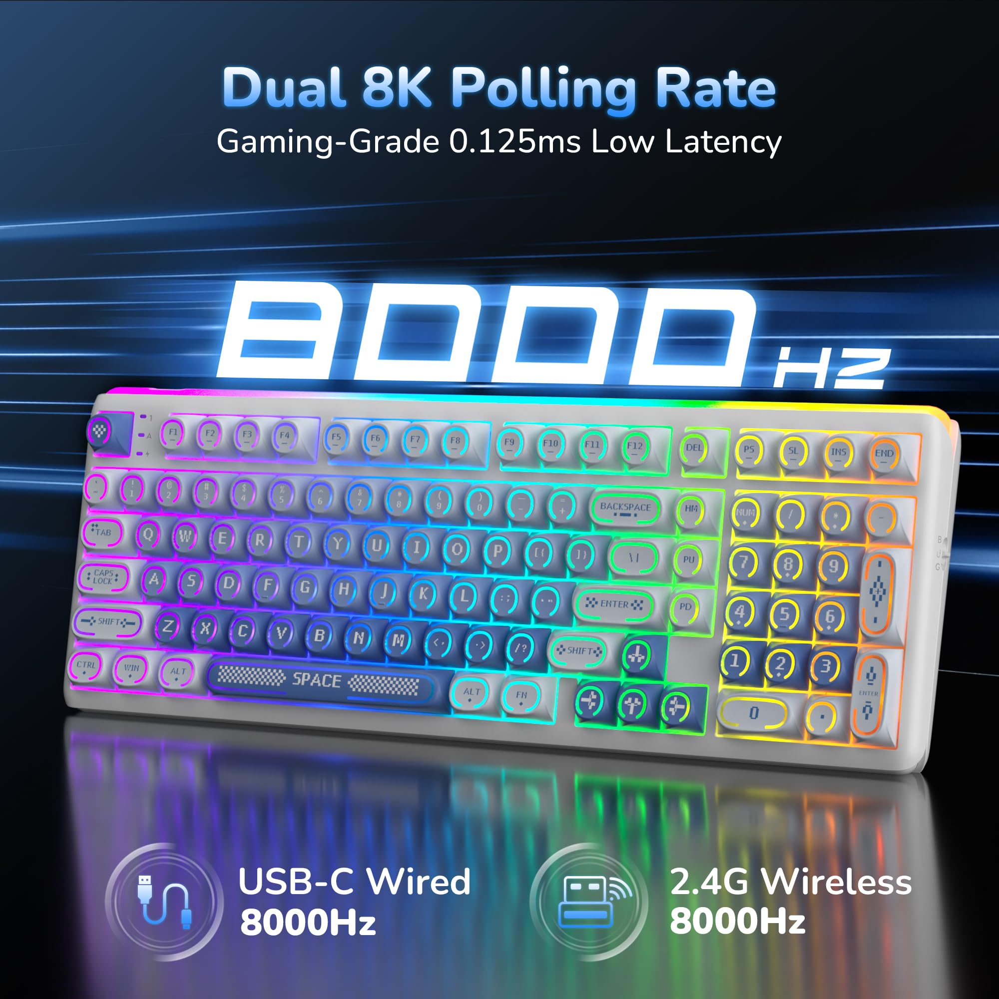 RK ROYAL KLUDGE R99 Teclado mecánico inalámbrico 8K interruptores,QWERTY