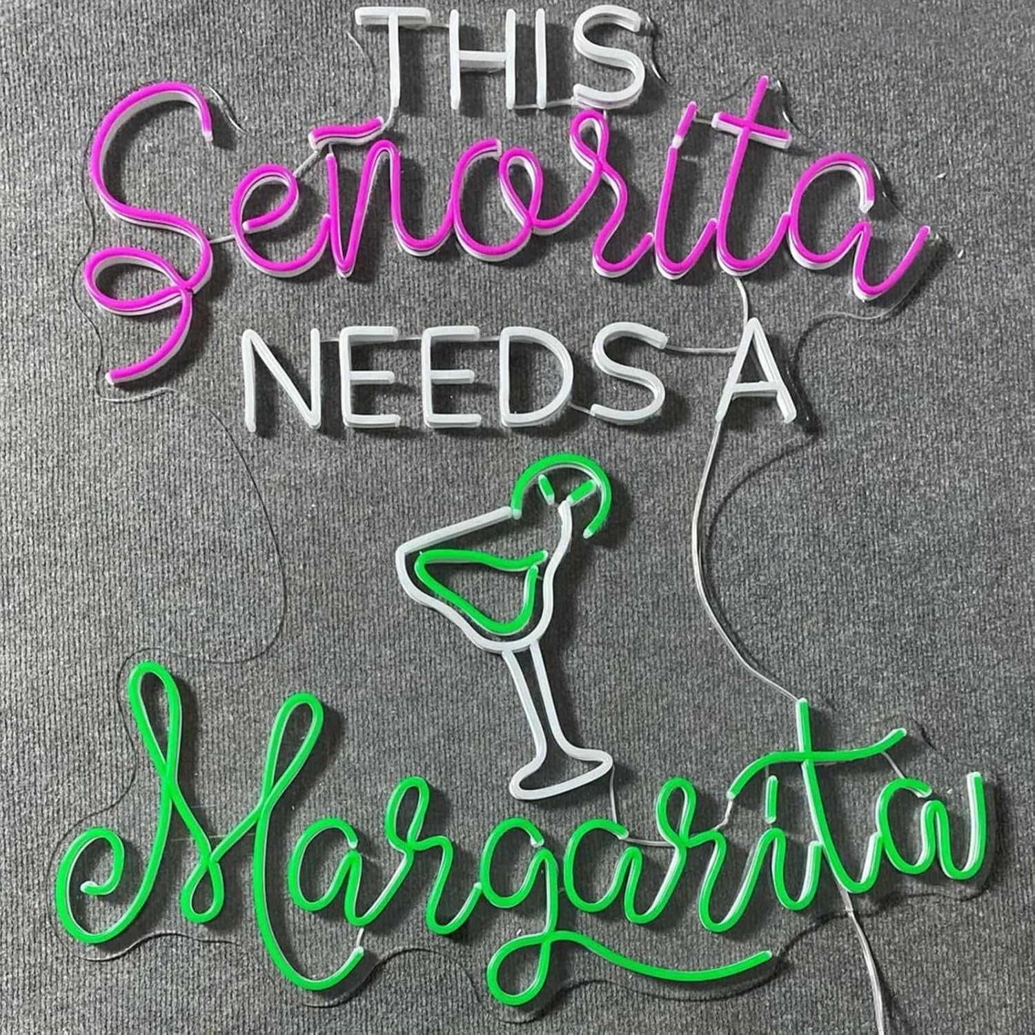 This Senorita Needs A Margarita Neon Sign 22 inches Led Margarita Bar Neon Light Up Signs Home Bar Wall Art Decor for Cocktails Bar Pub Club Gifts