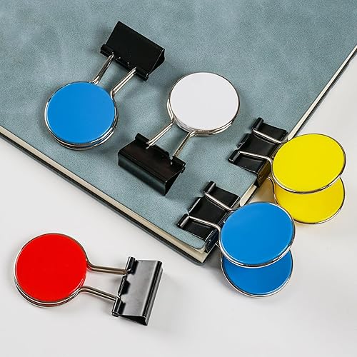 Miniatura 5 de Clips para papel, clips para carpeta, fácil agarre, colores surtidos, suministros de oficina (redondo)