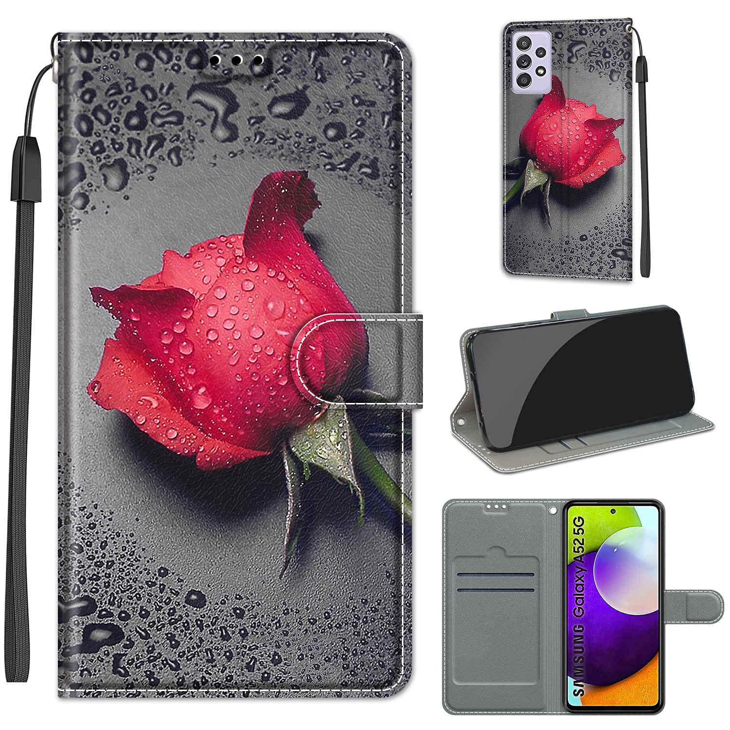 Cover per SAMSUNG GALAXY A52 4G / 5G / A52S Custodia FLIP LIBRO STAND gel+ VETRO