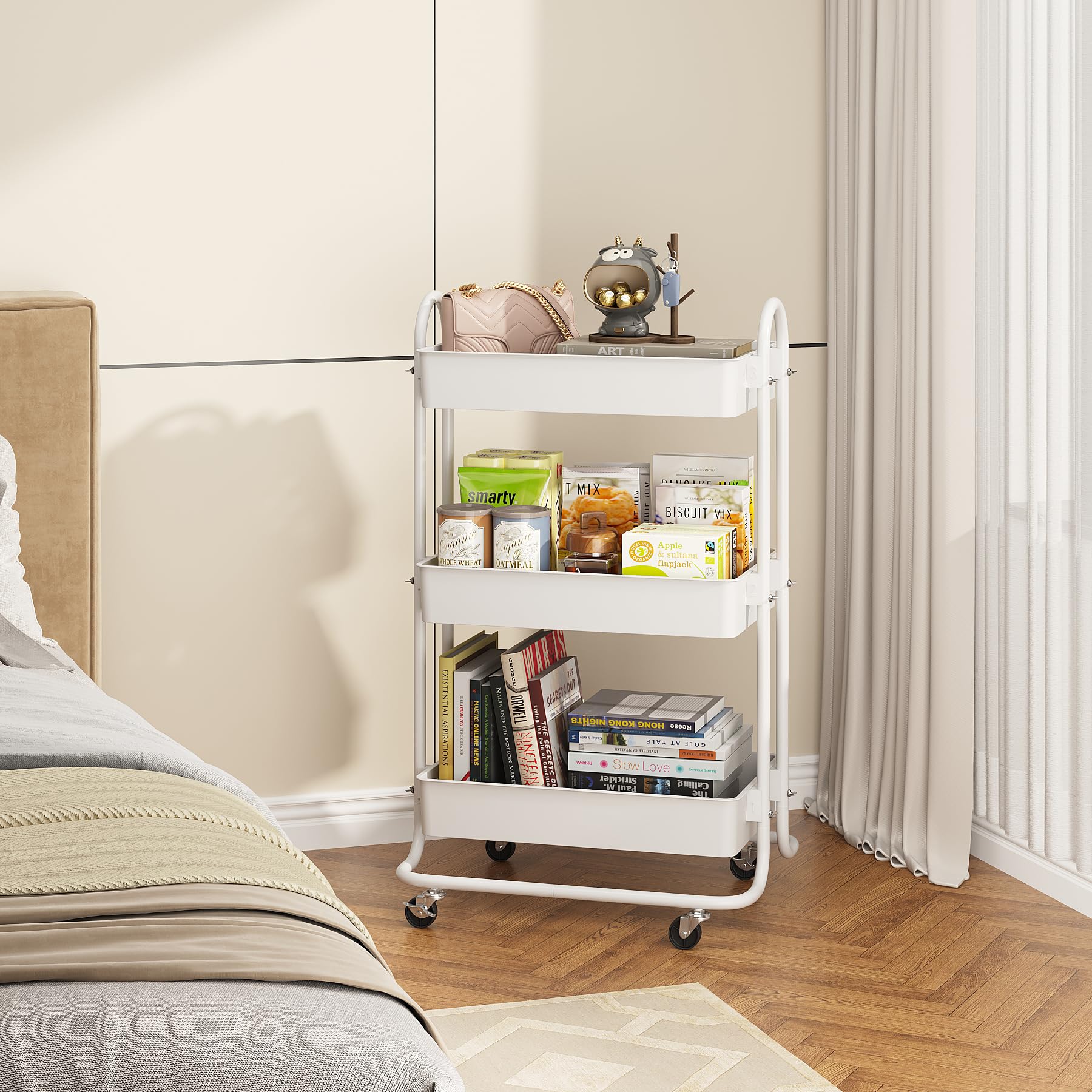 KINGRACK Chariot De Rangeent Sli à 3 Niveaux Sur Roulettes, Chariot