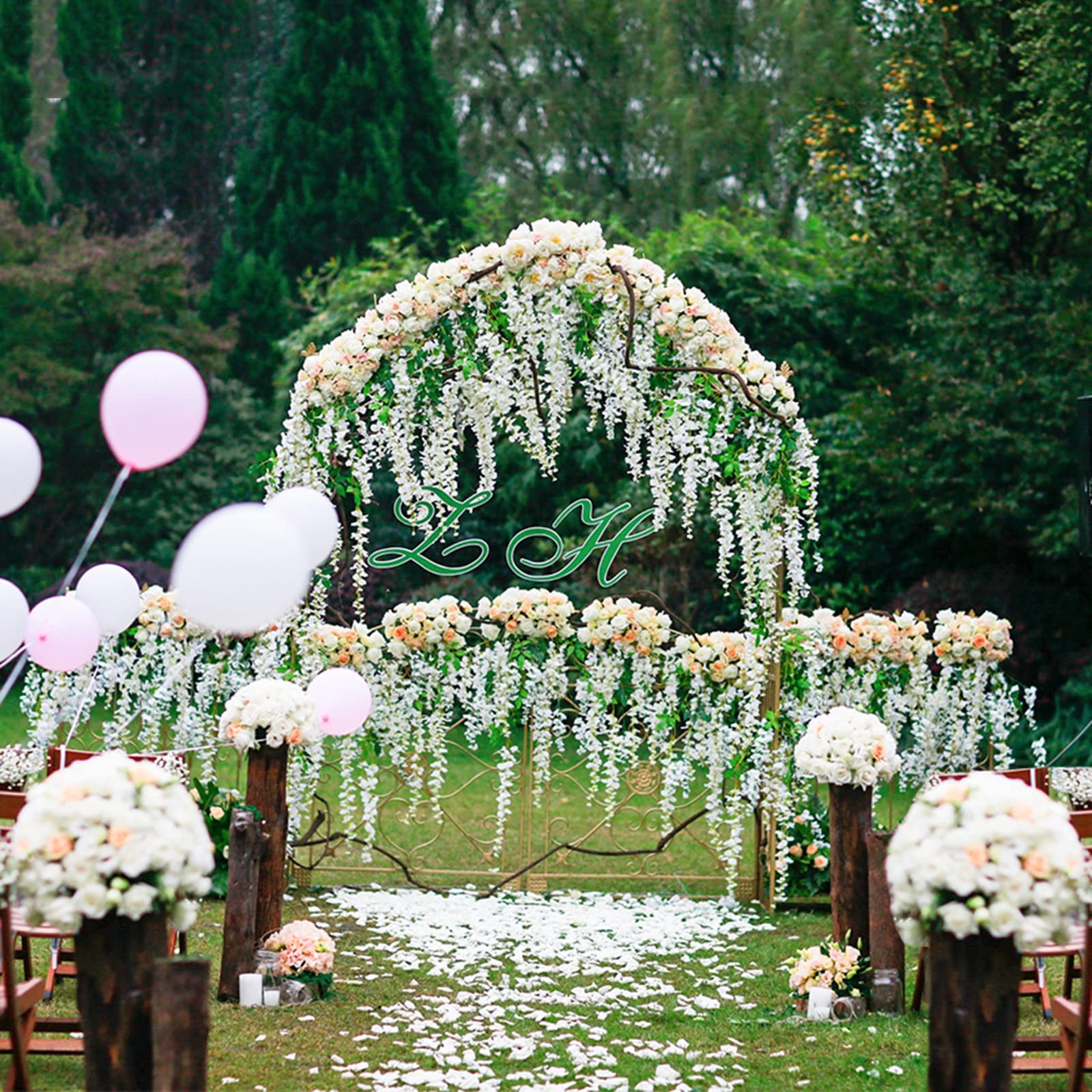 Jardín Arco Decorativo, Arco de Rosas Trepadoras,decoración Floral Boda Fiesta Nupcial con Metal + PE Material, for el jardín al Aire Libre Césped Backyard Party Decoration Supplies