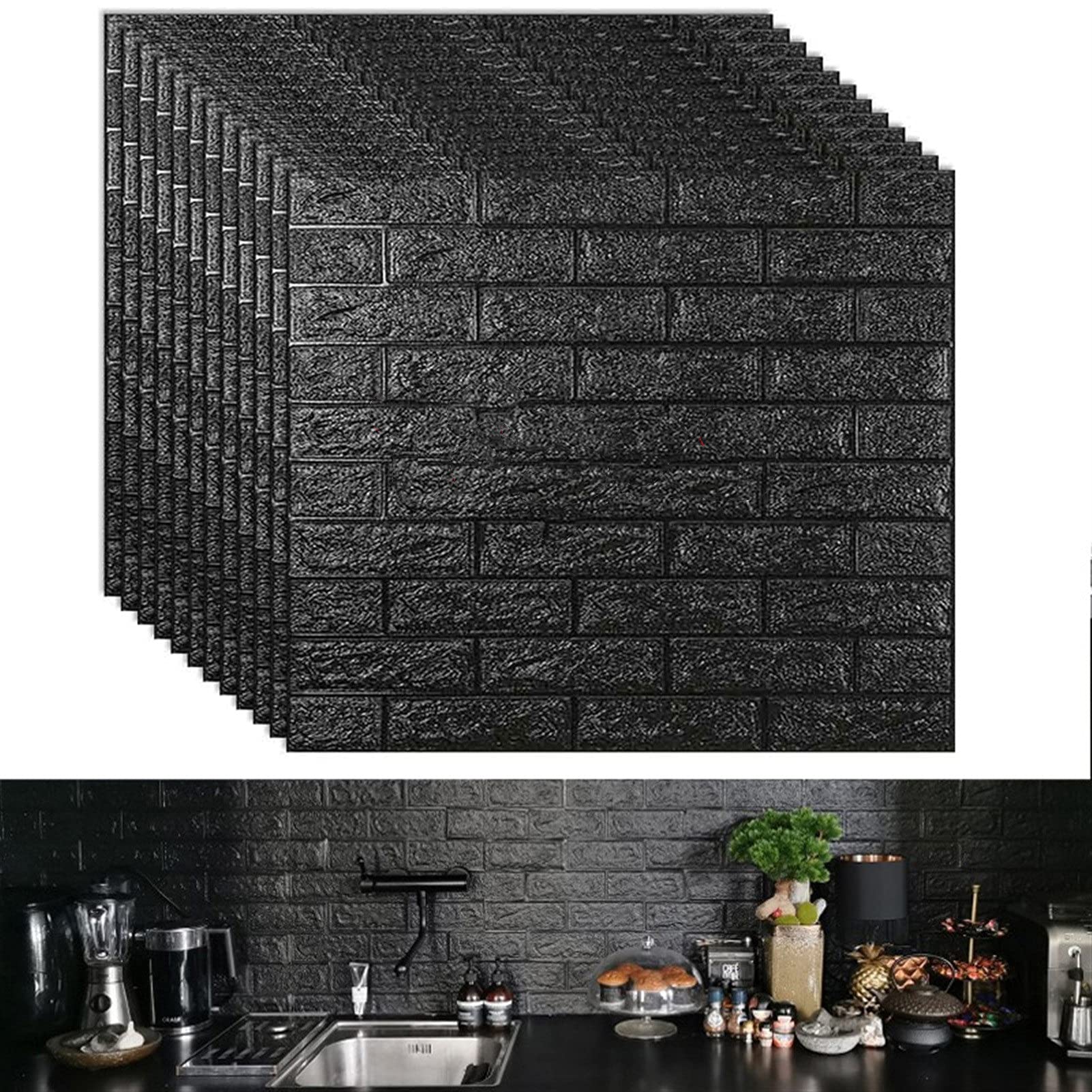 12 unids Paneles de Espuma de ladrillo 3D Etiquetas de Pared Autoadhesivo DIY DIY Papel Pintado de Piedra decoración para el hogar Sala de Estar Decoración de la Cocina Cocina Pegatinas
