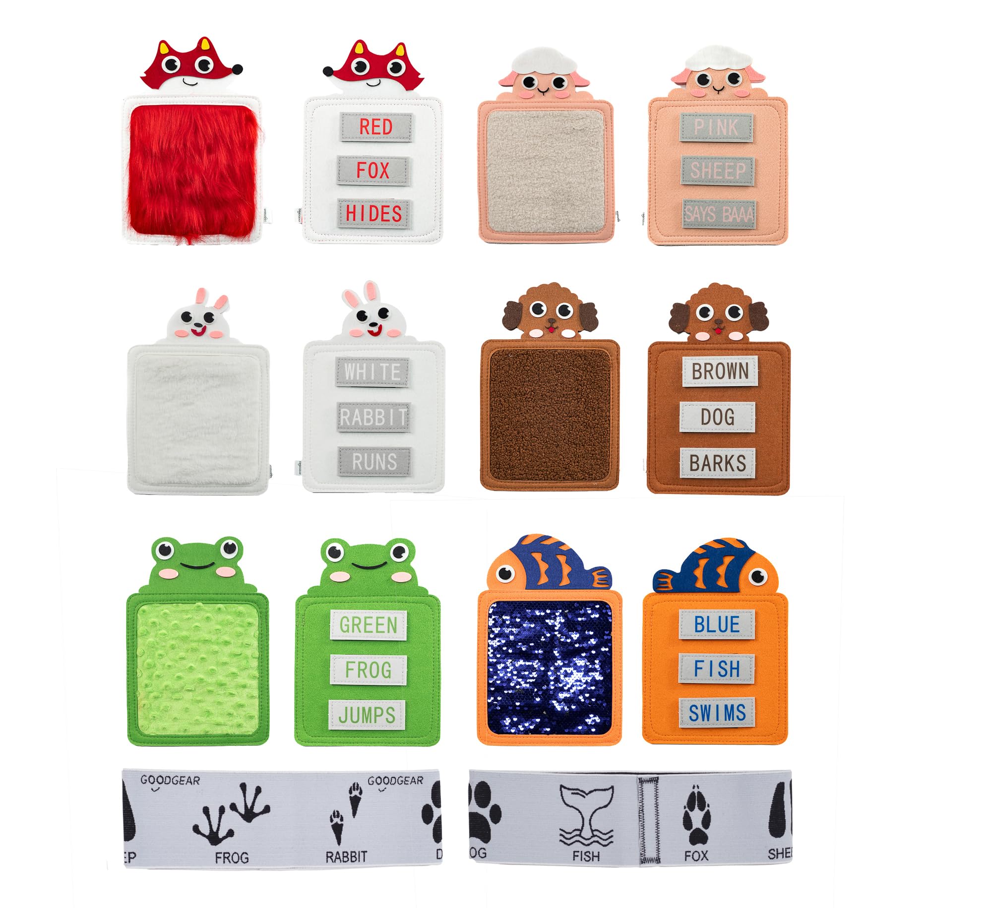 Sensory toy 6 pc animal mats |Educational words and colours games |6 sensory textures |Learning for pre school and toddlers |Learning difficulties toy |Autism toy |Colour awareness |Animal print band