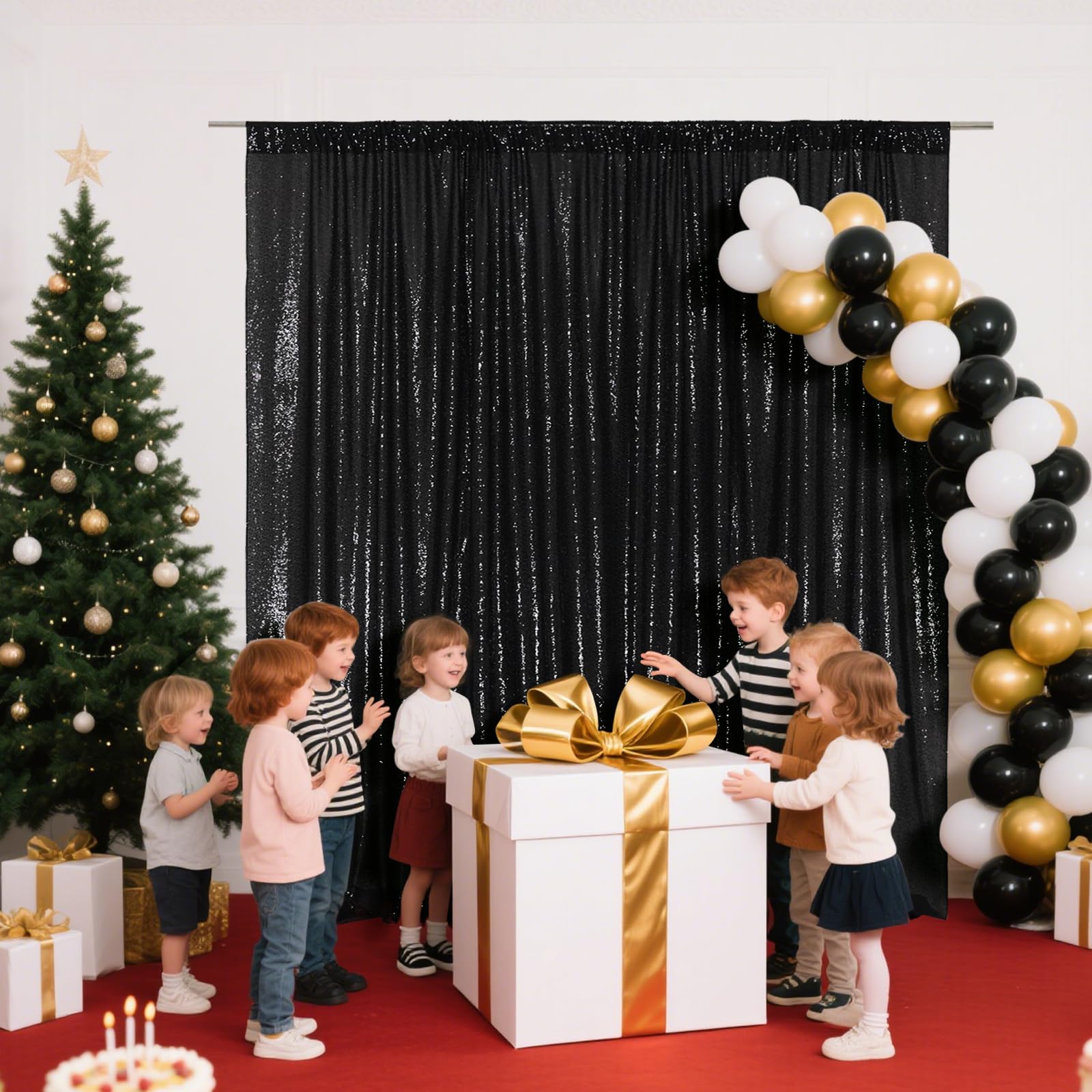 SquarePie Sfondo con paillettes, 3,5 x 2,5 m, per decorazione di feste di nozze