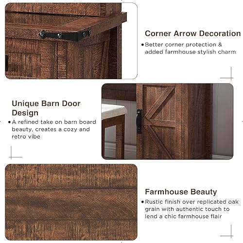 Miniatura 5 de T4TREAM Escritorio de maquillaje de granja con espejo deslizante y luces, mesa de tocador de vidrio de 42 pulgadas con 2 cajones y estantes, juego