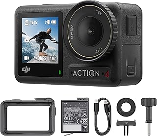 DJI Osmo Action 4 Combo Essenziale - Action cam impermeabile 4K/120fps con sensore 1/1.3”, macchina fotografica subacquea,incredibili immagini con scarsa illuminazione,prestazioni cromatiche a 10 bit