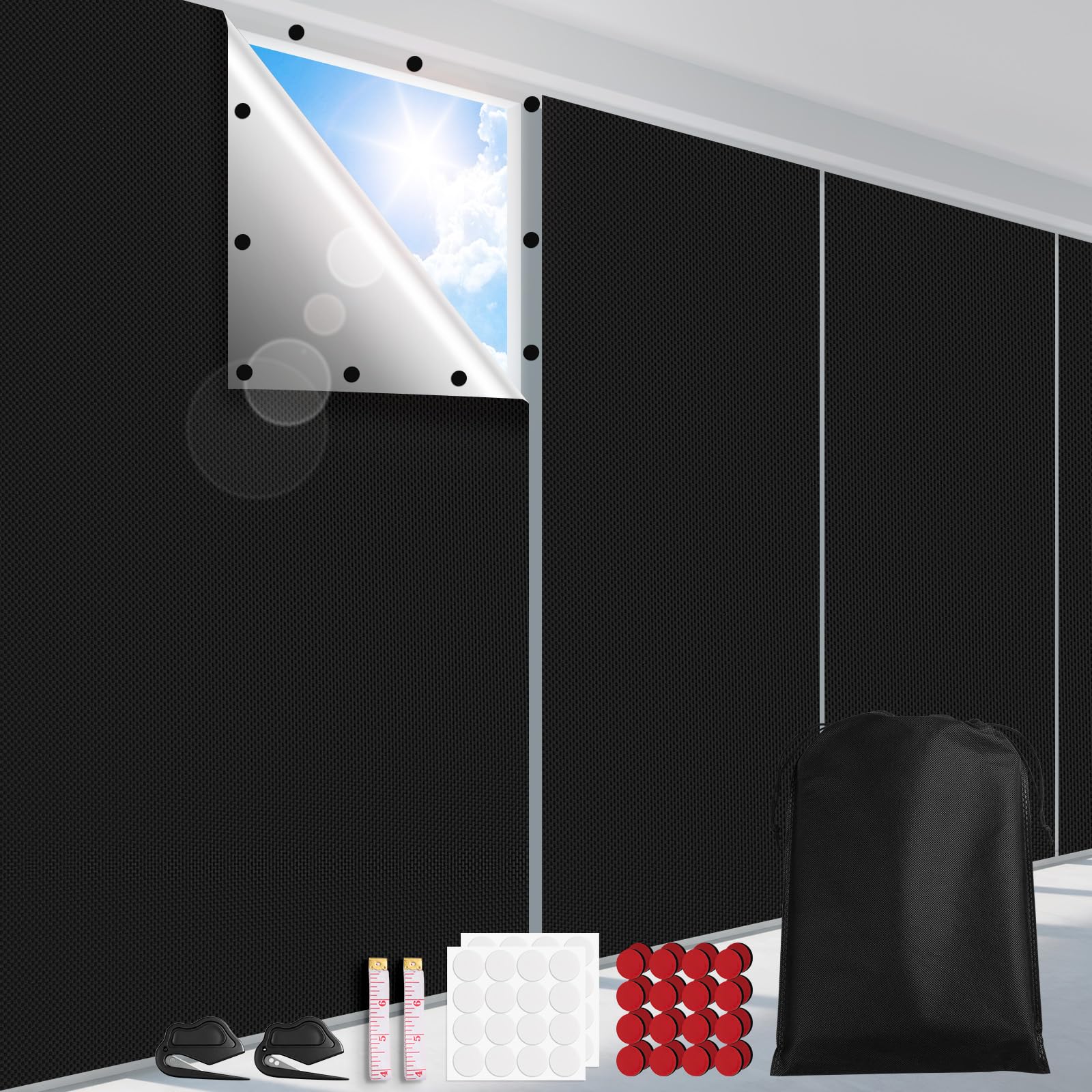 FADOTY 100% Blackout Curtains 2 Pack, 57"x 118" Black Out Window Cover