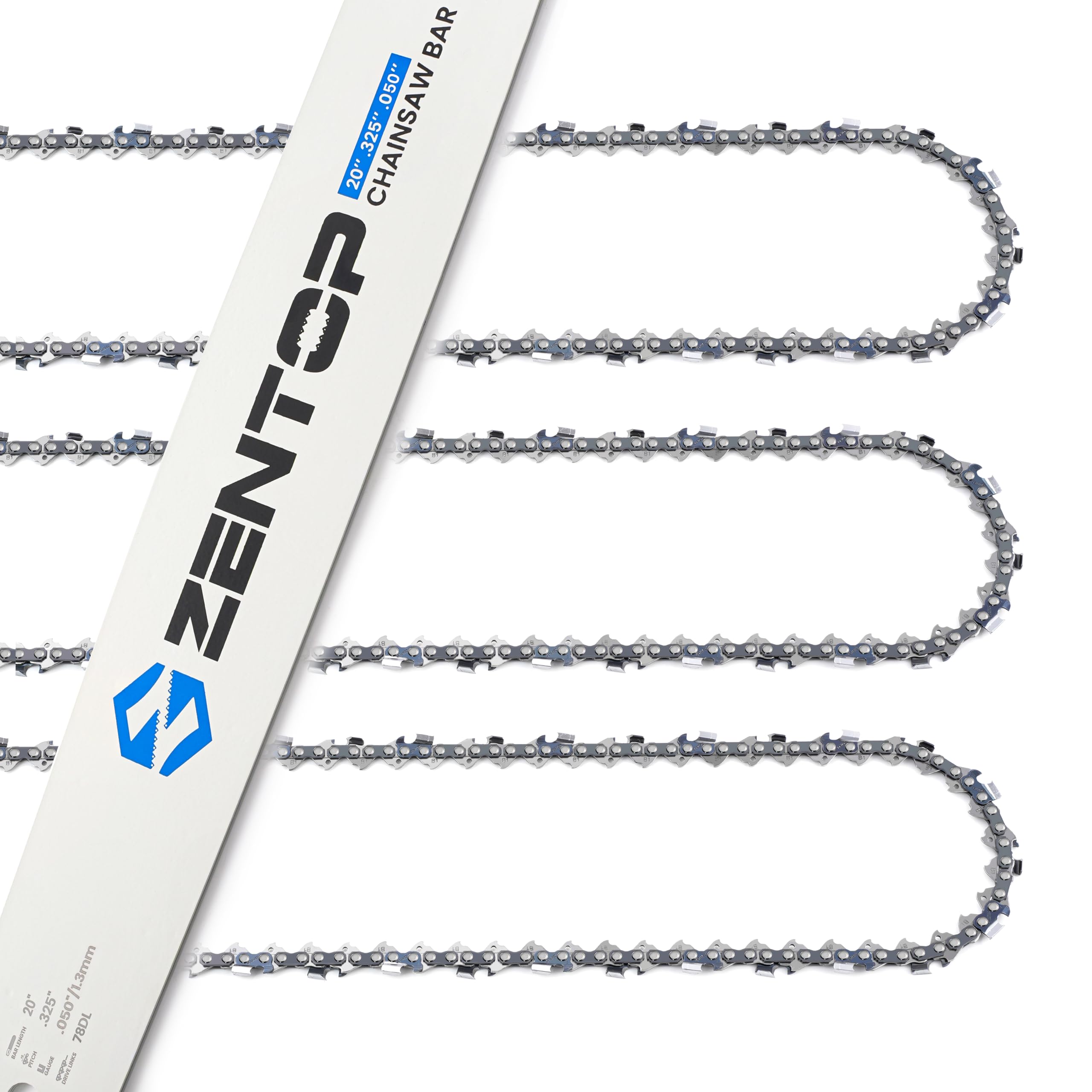 Amazon.com : ZENTOP 20 Inch Chainsaw Bar and Chains, .050'' Gauge