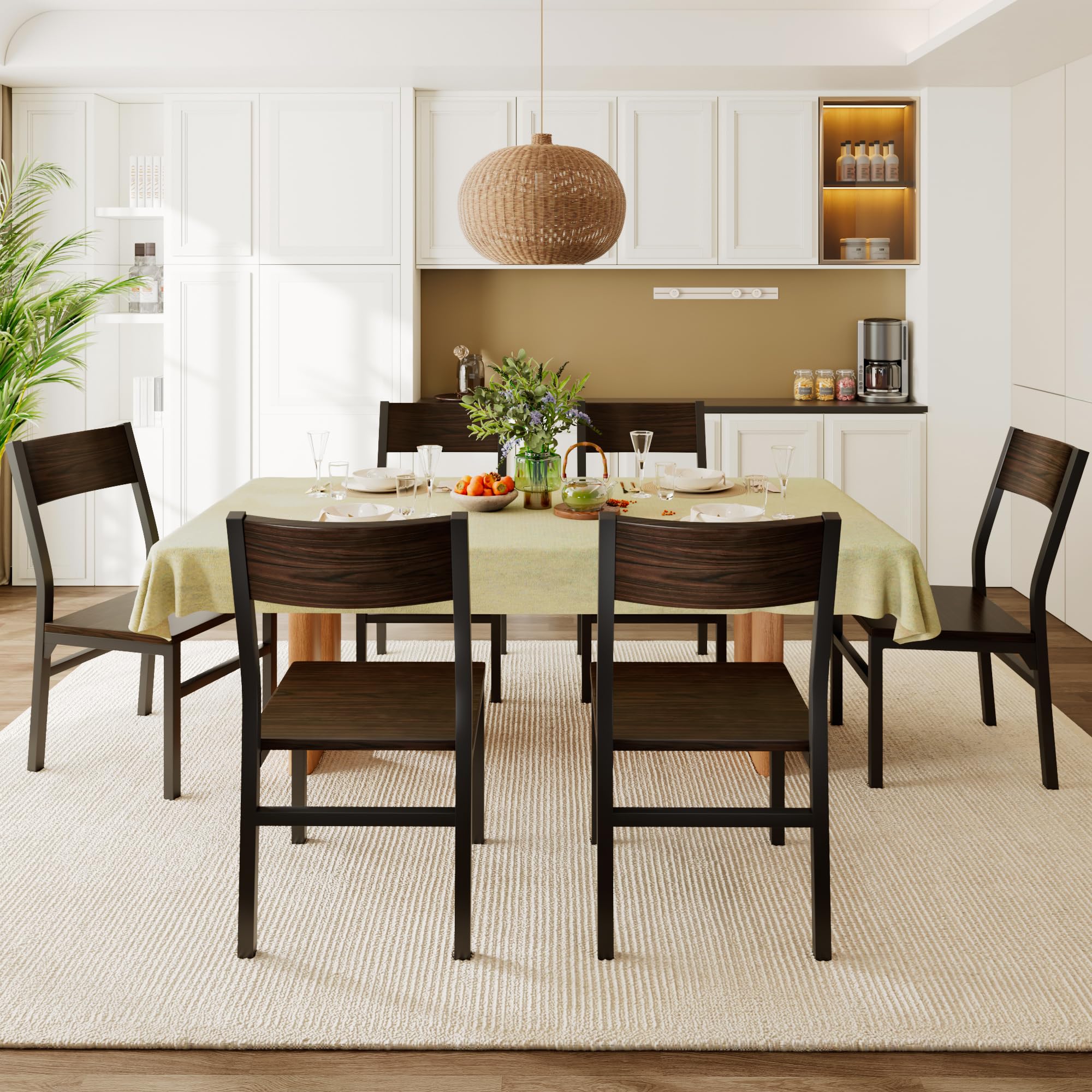 Feonase Dining Chairs Set of 6 Espresso