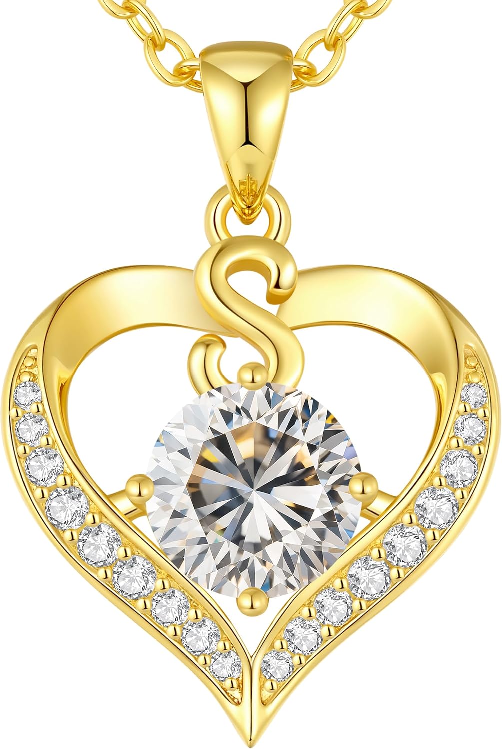 CDE Valentines Day Gift 18K Gold Plated Initial Love Heart 2 Carat Moissanite Necklaces for Women 925 Sterling Silver Jewelry Christmas Anniversary Birthday Present Gifts for Wife Lady Girlfriend Her