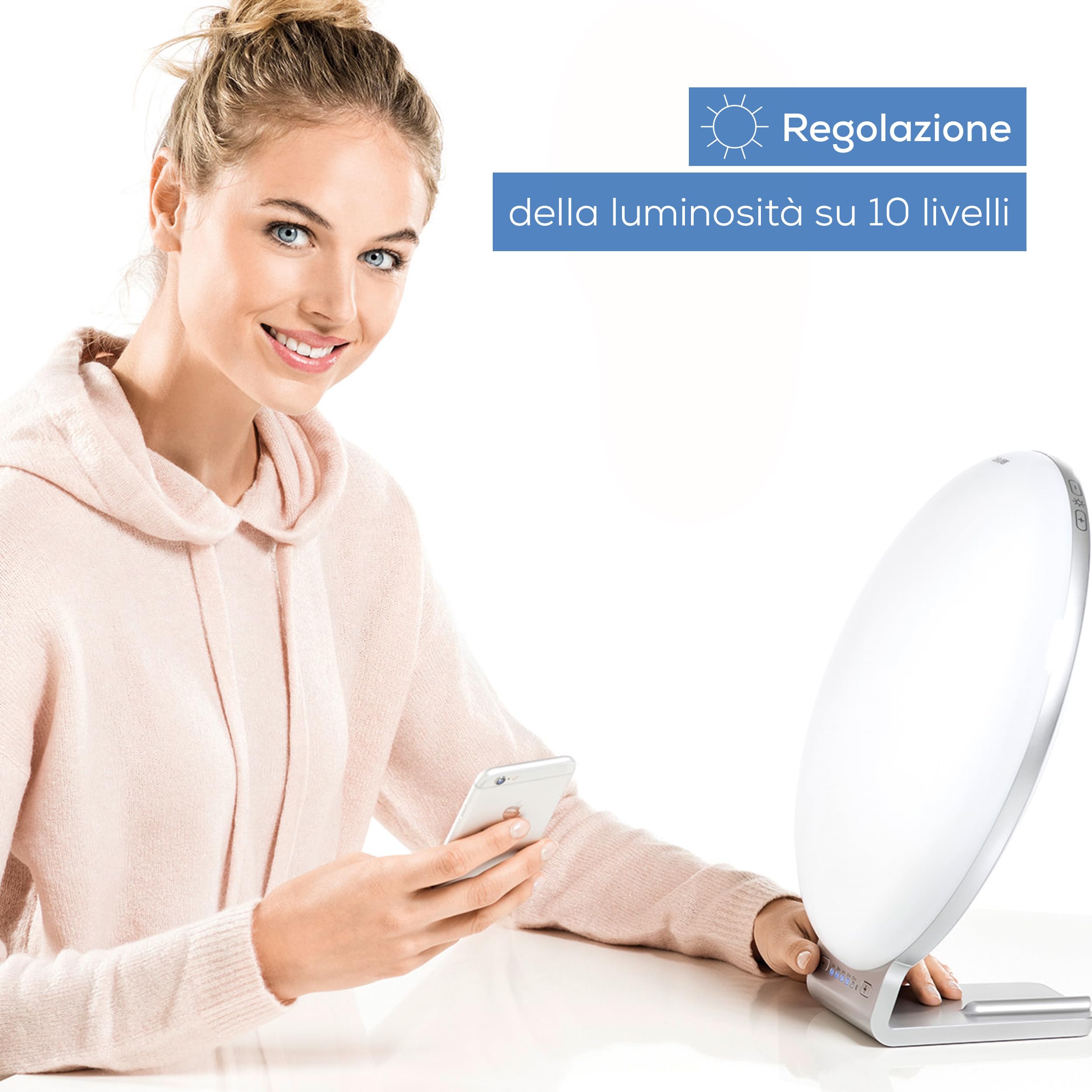 Beurer TL 100 Lampada SAD che simula la Luce Naturale del Giorno con doppia funzione luce da ambiente e connettibile con l'app Beurer LightUp